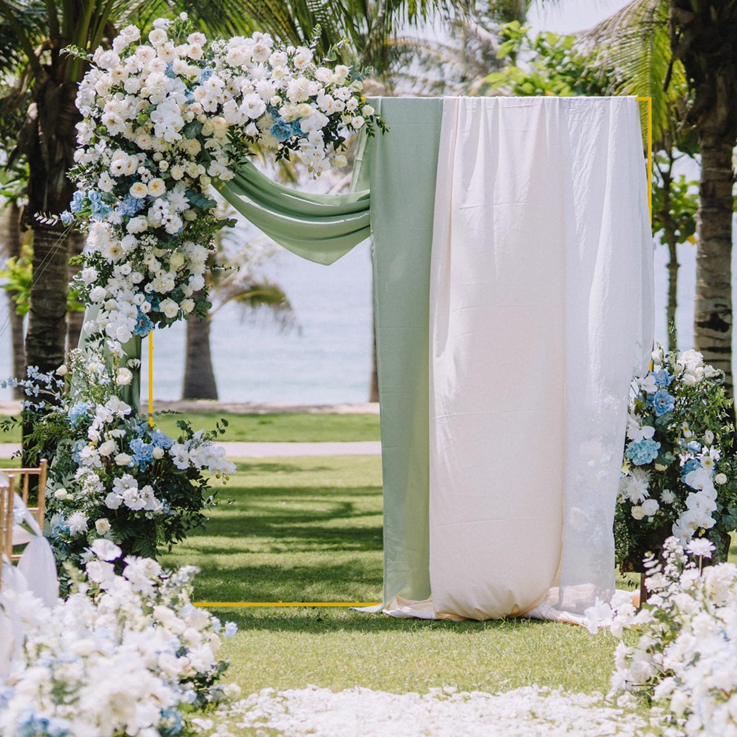 Wokceer Wedding Arch Backdrop Stand Square 6.6FTx6.6FT Gold Metal Balloon Arch Stand Garden Arbor Backdrop Frame for Wedding Birthday Party Baby Shower Photo Booth Background Decoration