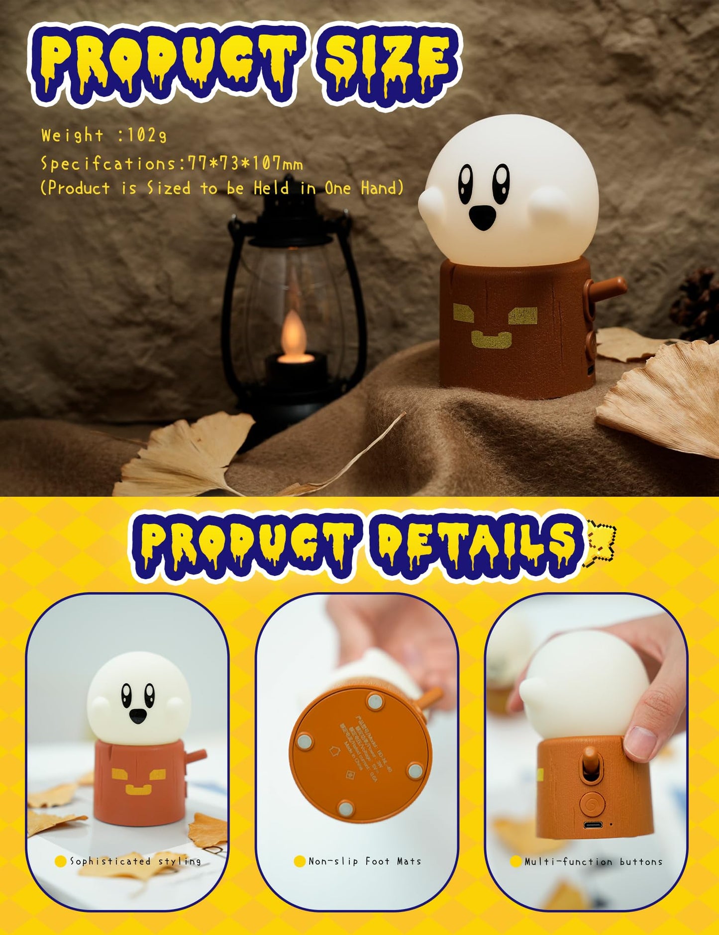 Cute Chibi Flame Lamp, Anime Cozy Lights, Retro Rechargeable Night Light, Decor, Cute Desk Accessories, Gifts