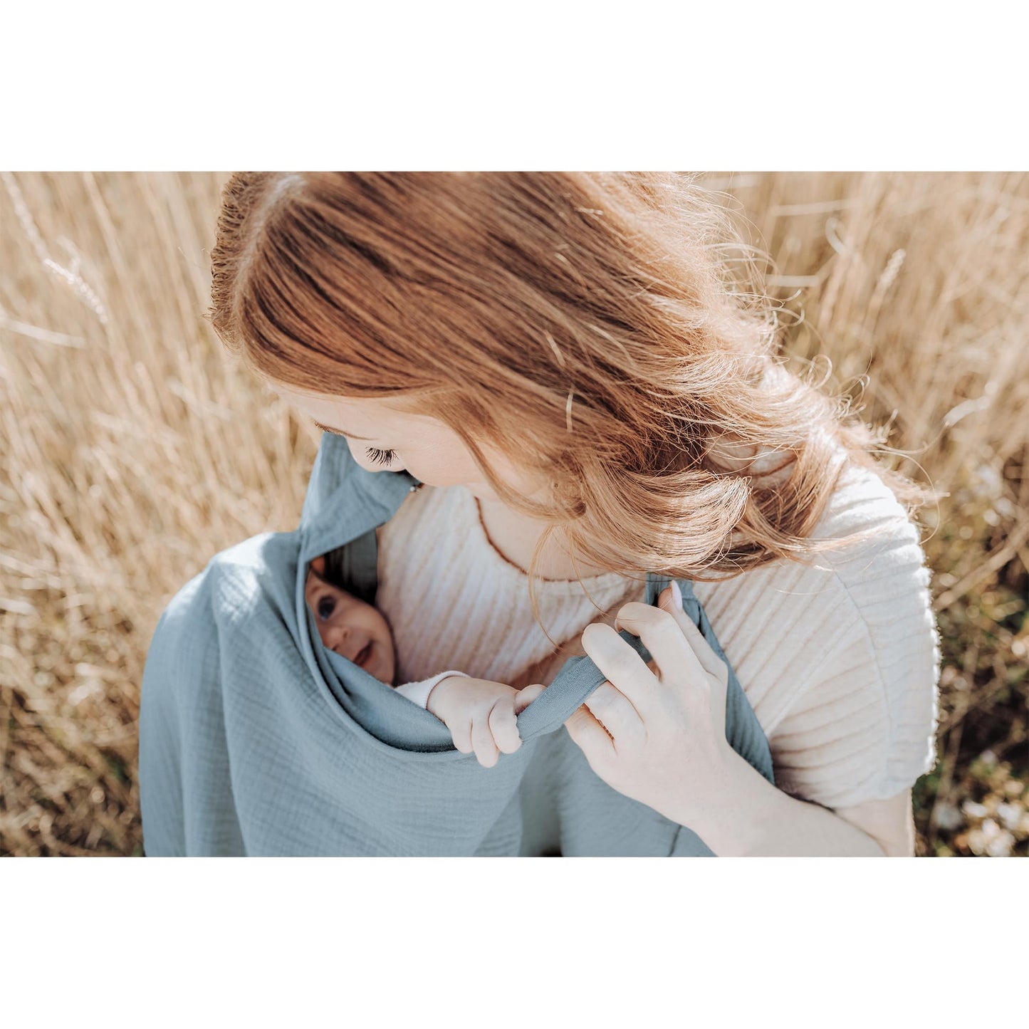 Konssy Muslin Nursing Cover for Baby Breastfeeding, Breathable 100% Cotton Breastfeeding Cover with Rigid Hoop for Mother Nursing Apron, Multi-use Carseat Canopy (Summer Wheat)