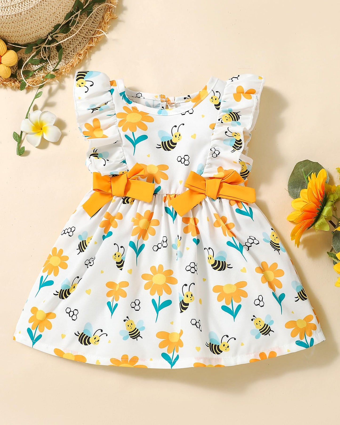 Mioglrie Baby Girl Dress Summer Girl Clothes Infant Outfits Ruffle Sleeveless Sundress Playwear Cute Dresses for Girls
