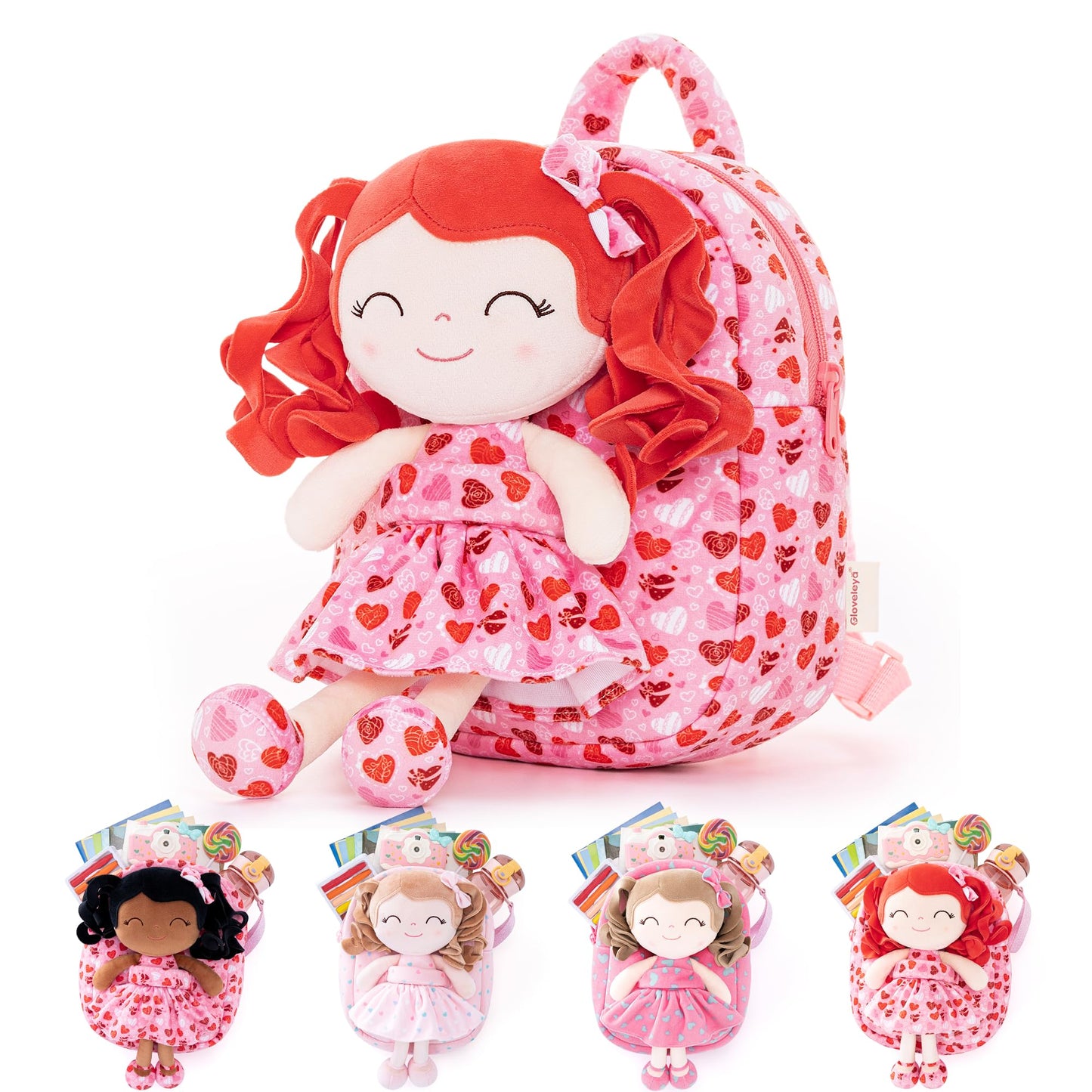 Gloveleya Toddler Backpack Baby Ballerina Girl Gifts Plush Curly Hair Ballet Backpack - Black Blonde 9 inches