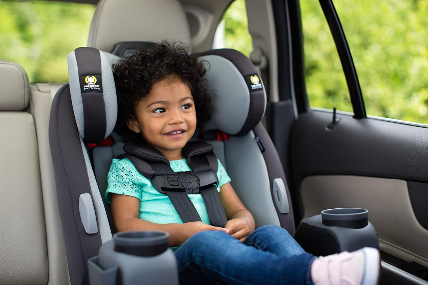 Safety 1st Grow and Go All-in-One Slim Convertible Car Seat, Rear Facing, 5-40 lbs, Forward Facing (30–65 lbs), High Back Booster Seat 40-100 pounds, Dunes Edge