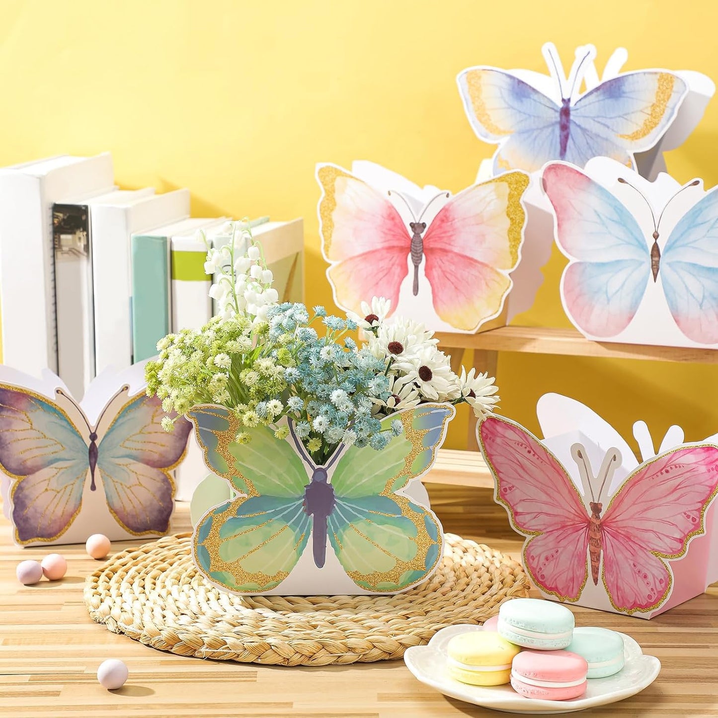 Fuutreo 6 Pcs Butterfly Centerpieces for Baby Shower, Birthday, Tea Party Favors, Tables Decor, Themed Party Supplies, Wedding Decorations