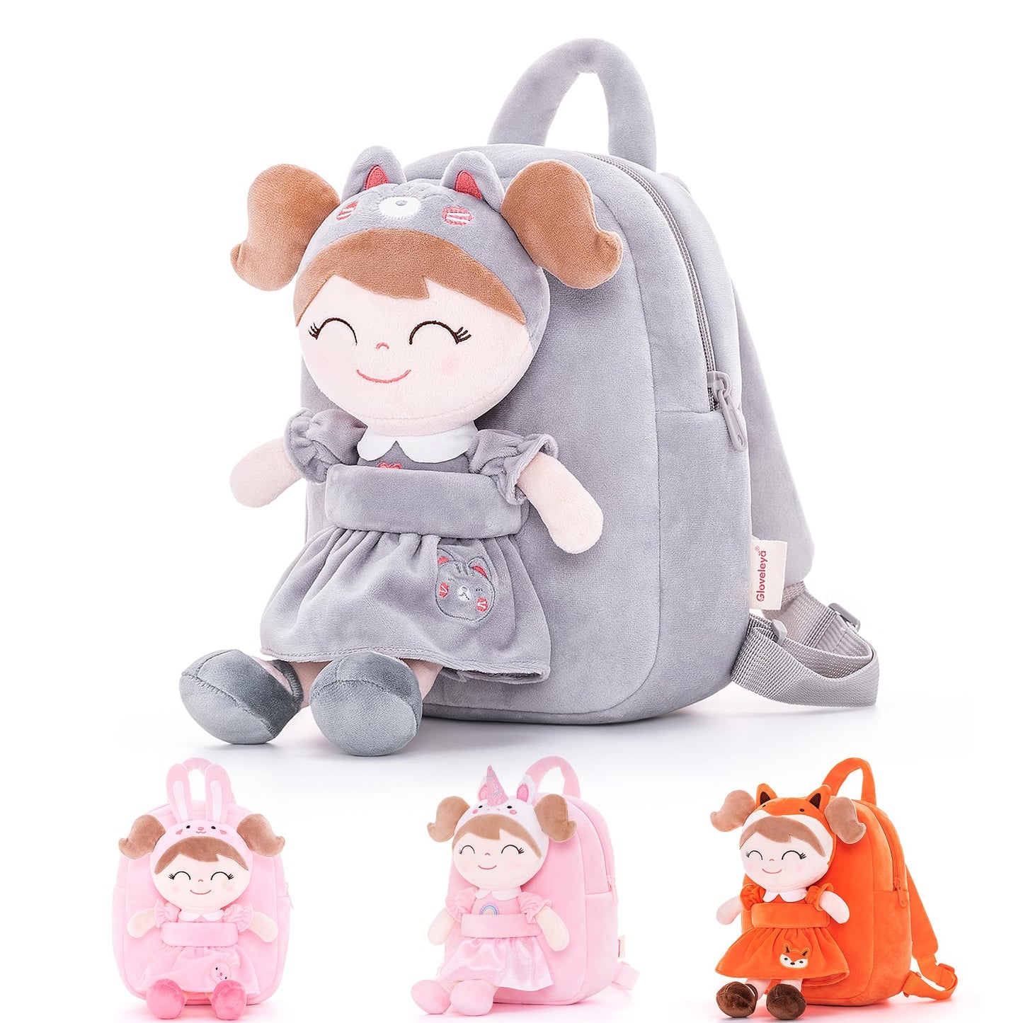 Gloveleya Toddler Backpack Baby Ballerina Girl Gifts Plush Curly Hair Ballet Backpack - Black Blonde 9 inches