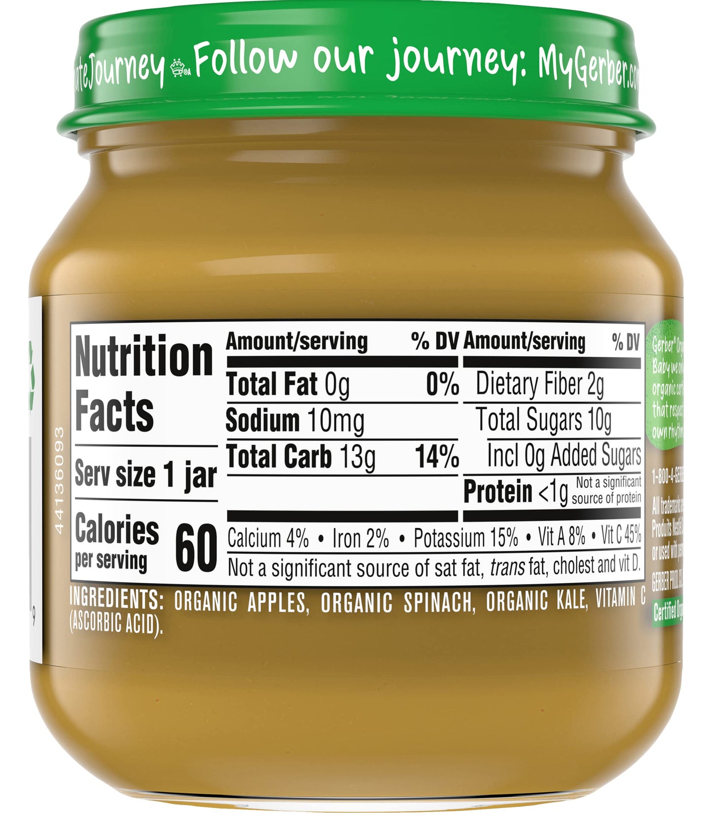 Gerber Purees Organic 2nd Foods Apple Wild Blueberry Baby Food Glass Jar (Pack of 6)