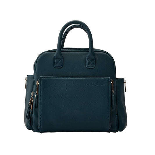 Ayla & Co Mini Bag, Transitional Minimal Diaper Bag, Vegan Leather, with Expandable Pockets, Built-In Wallet, Organizer