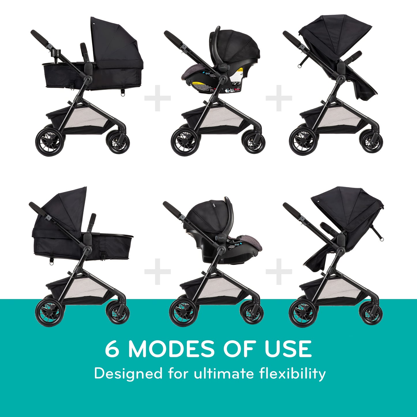 Evenflo Pivot Modular Travel System with LiteMax Infant Car Seat with Anti-Rebound Bar (Desert Tan)