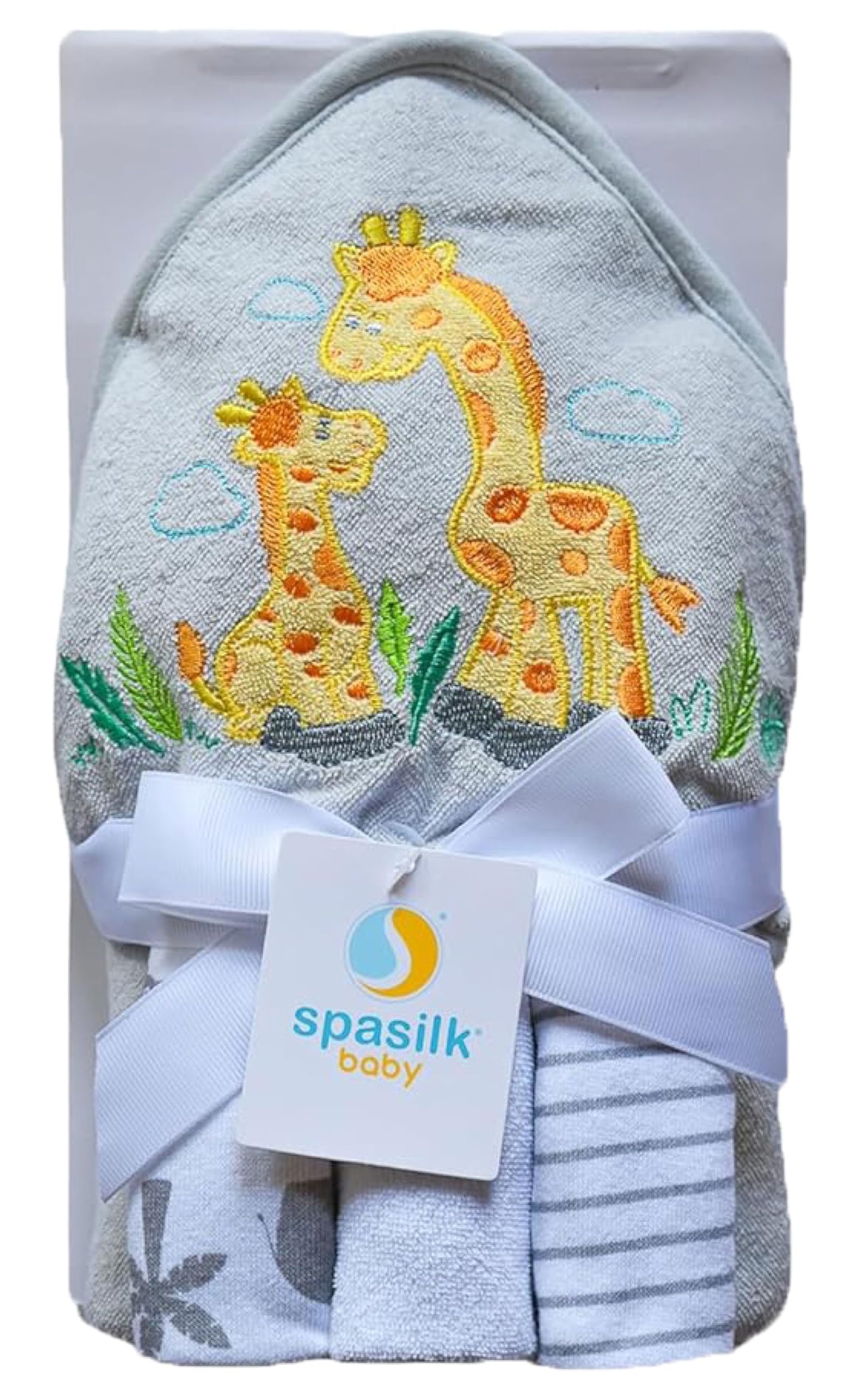 Spasilk Baby Bath Hooded Terry Towel with 3 Washcloths, Baby Bath Essentials, One Size, Blue Whale