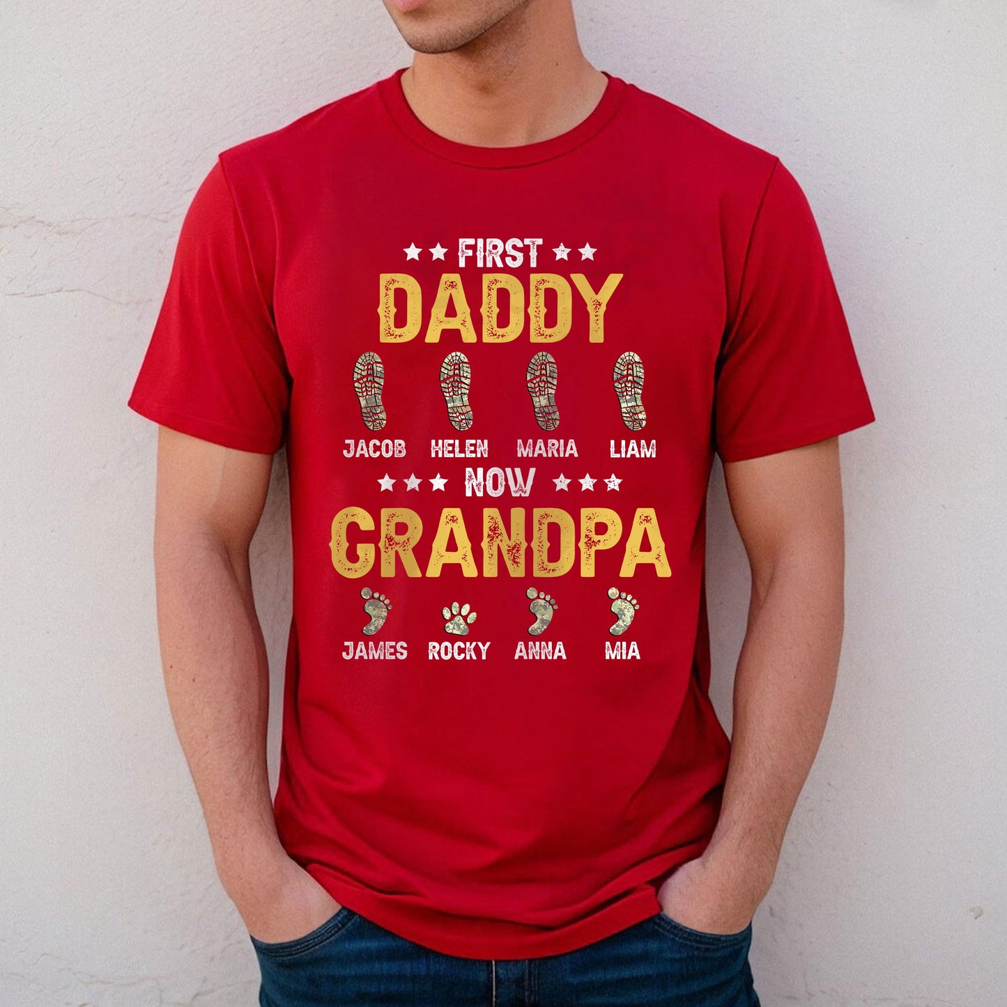 Personalized Fathers Day Shirts for Dad, Grandpa Shirt with Grandkids Names, Gifts for Dad Hunting Fishing