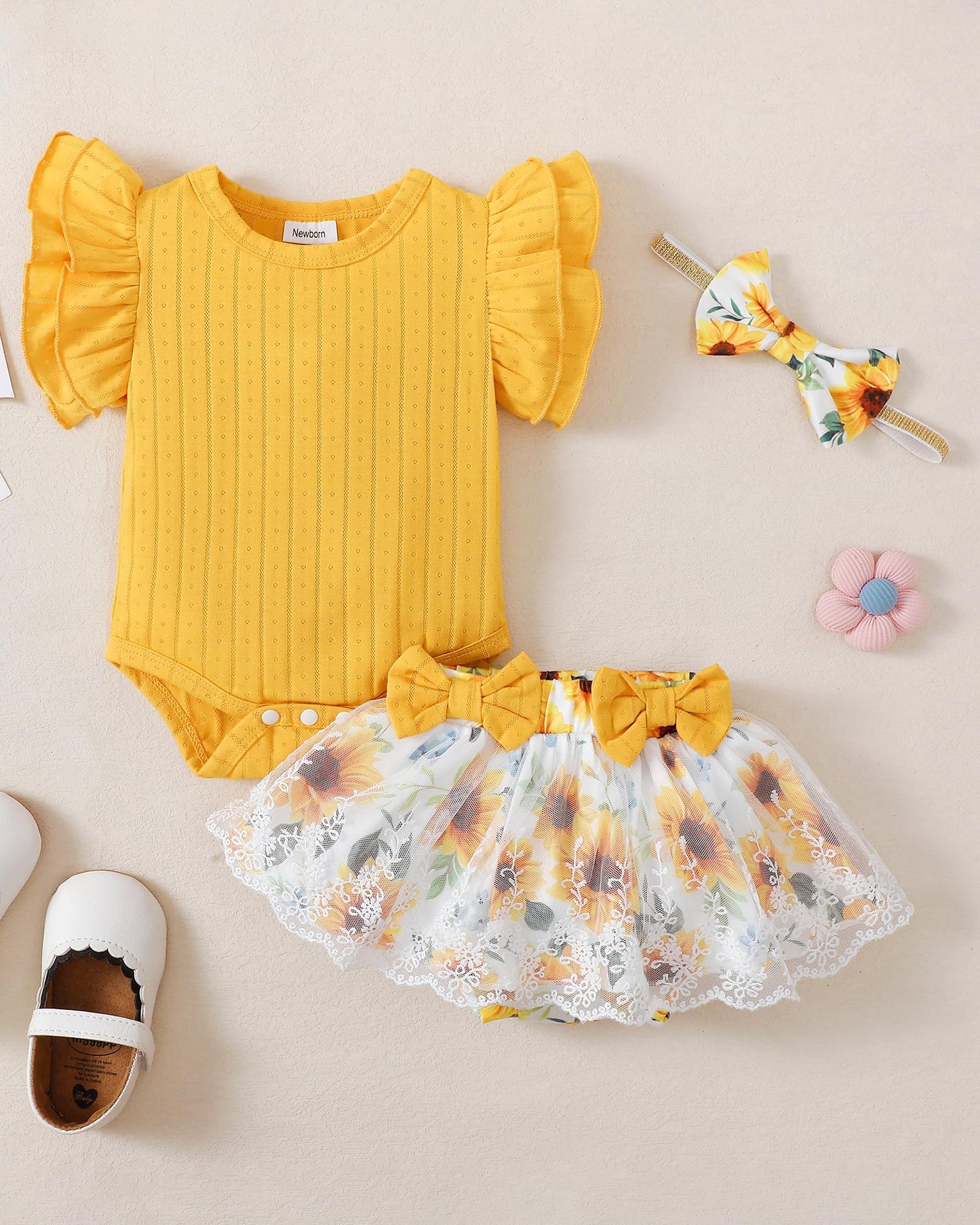Mioglrie Preemie Clothes Girl Newborn Girl Outfits Infant Baby Girl Clothes Summer Romper Dress Shorts Set