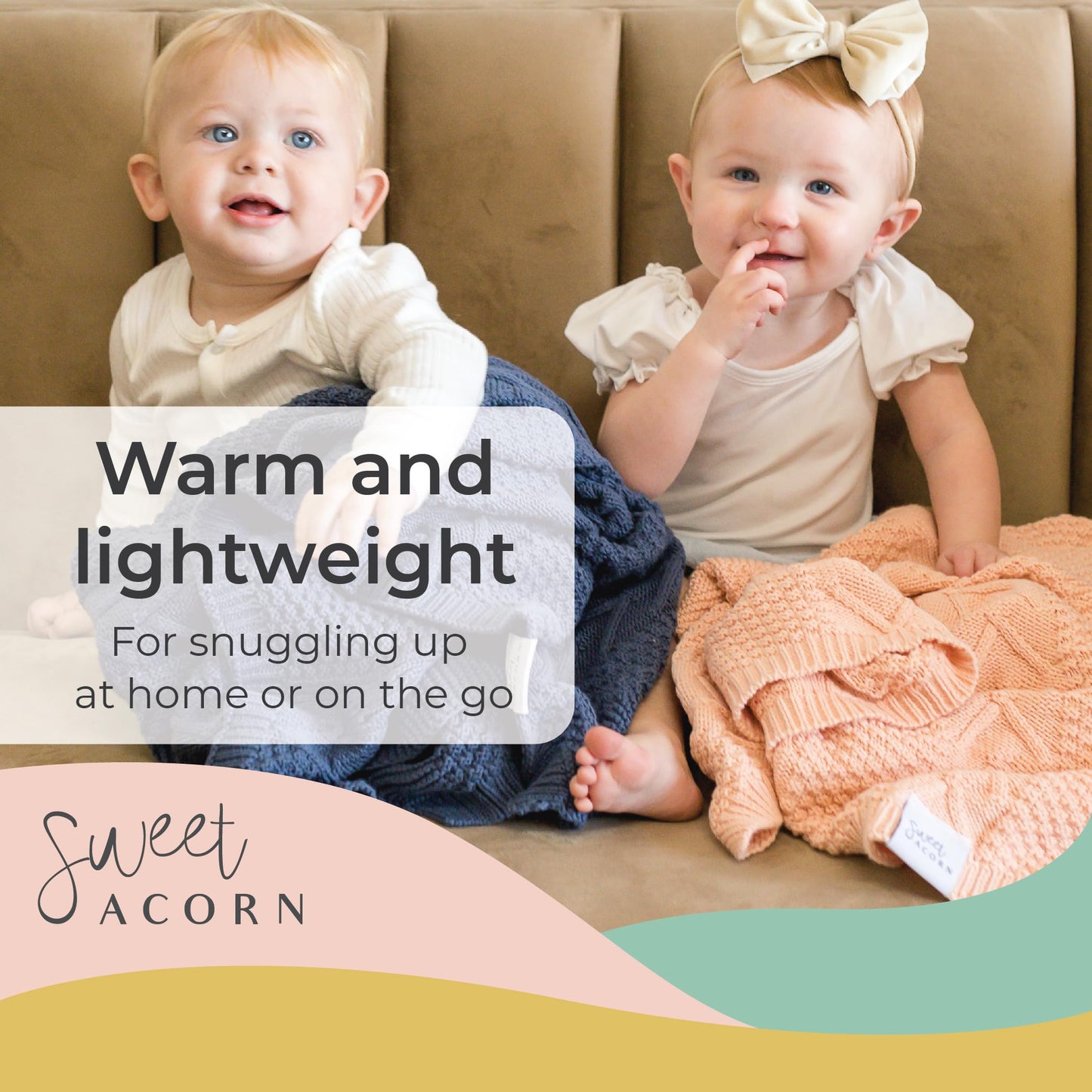 Knit Baby Blanket in Elegant Pattern, Organic Cotton Blankets for Crib or Stroller, Receiving Blankets - Salt White