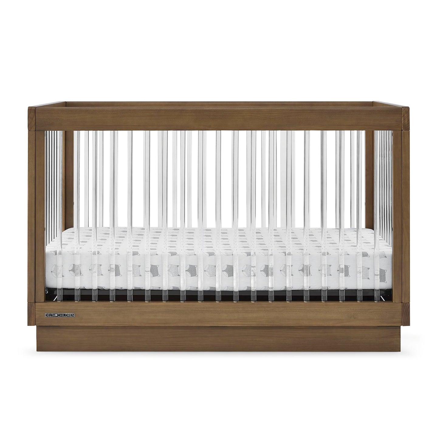 Delta Children James Acrylic 4-in-1 Convertible Crib - Greenguard Gold Certified, Midnight Grey/Acorn