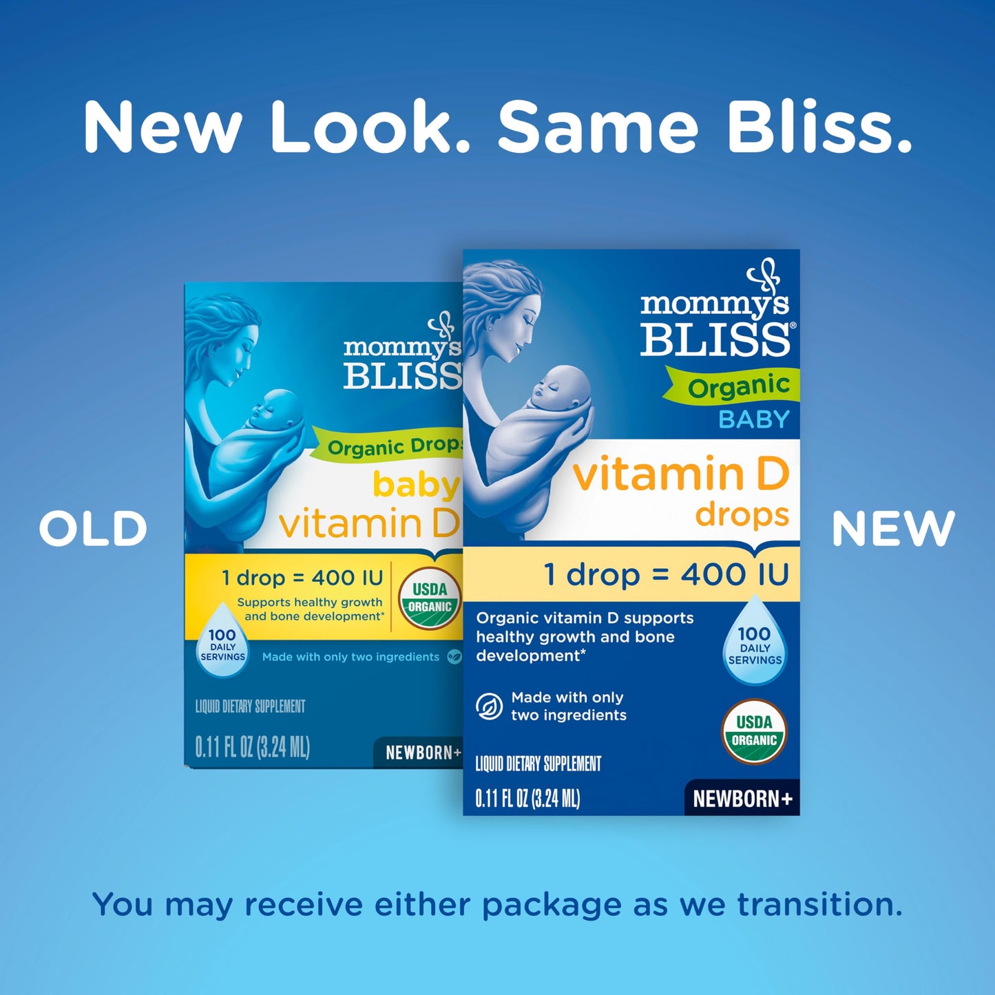 Mommy's Bliss Organic Baby Vitamin D Drops | Promotes Healthy Growth and Bone Development | Age Newborn+ | 0.11 Fl Oz (100 Servings)