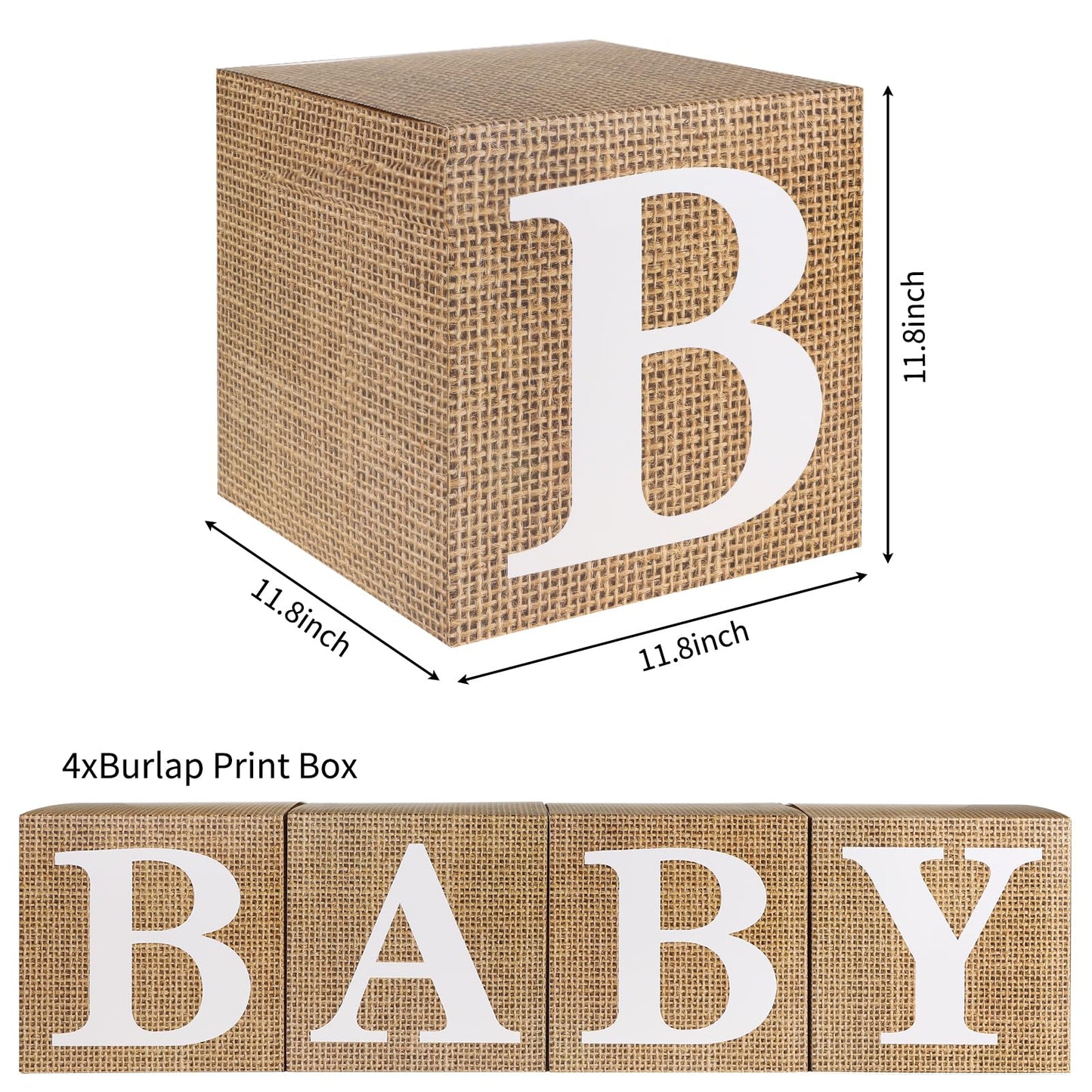 RUBFAC Sage Green Baby Boxes with Letters for Baby Shower, 4pcs Safari Baby Shower Decorations for Boy Girl Balloon Boxes Gender Reveal Birthday Party Favors