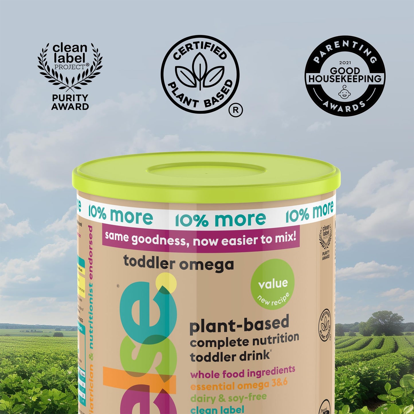 ELSE NUTRITION Toddler Formula 12-36 Months w/Omega 3&6 for Brain Development - Lactose Free, Dairy Free Nutrition Drink - Plant Based Protein Powder w/ 20+ Vitamins (22oz, 1-Pack)
