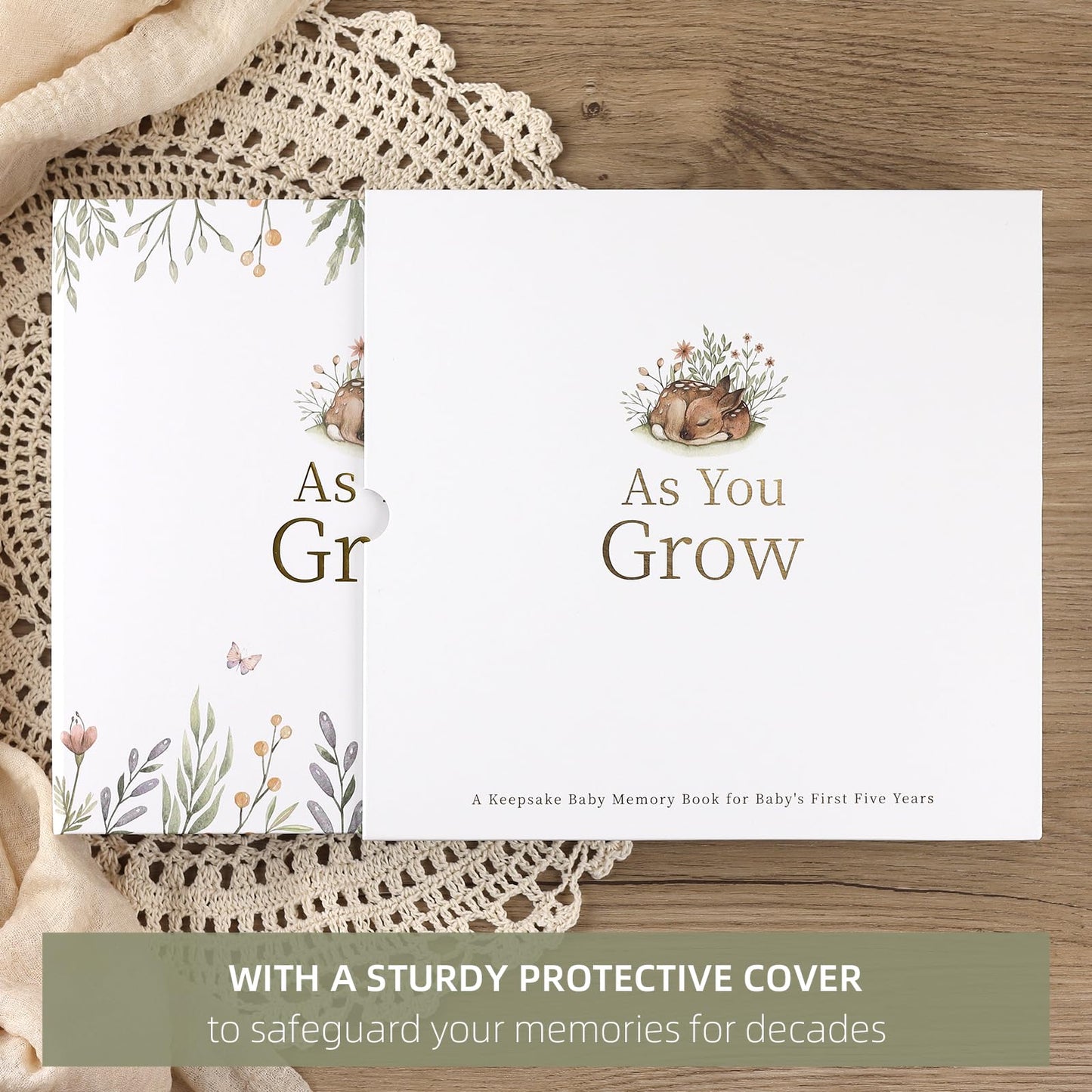Keepsake Baby Memory Book - First 5 Year Journal - Gender Neutral Gift - Scrapbook or Photo Album for New Parents - Records Every Milestone from Birth to Age 5