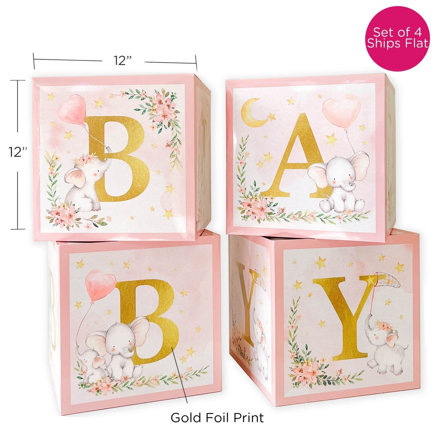 Kate Aspen Woodland Baby Shower Boxes with Letters for Baby Shower Gender Reveal Decorations Photo Prop & Forest Animal Nursery Decor (Set of 4 Blocks Spells Baby)