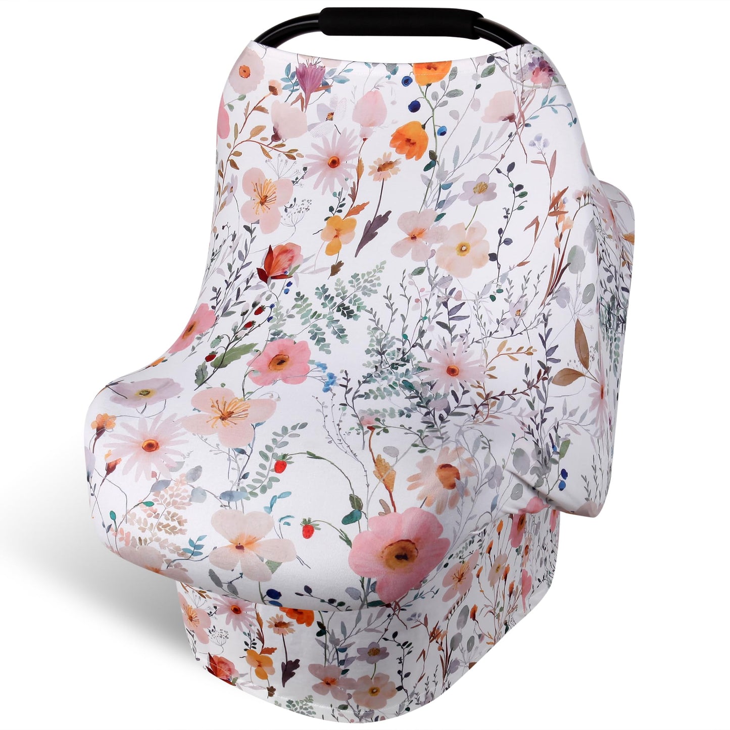 Rquite All-in-1 Car Seat Cover Baby, Carseat Covers for Girl Boy, Stretchy Soft Infant Car Seat Cover, Multi-use Baby Carrier Cover, Car Seat Canopy, Stroller Sun Shade, Nursing Breastfeeding Cover