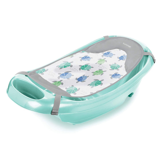 Summer Infant Splish 'n Splash 3-Stage Tub for Newborn to Toddler (Aqua) - Includes Fabric Sling, Cushioned Support, Parent Assist Tray, and Drain Plug