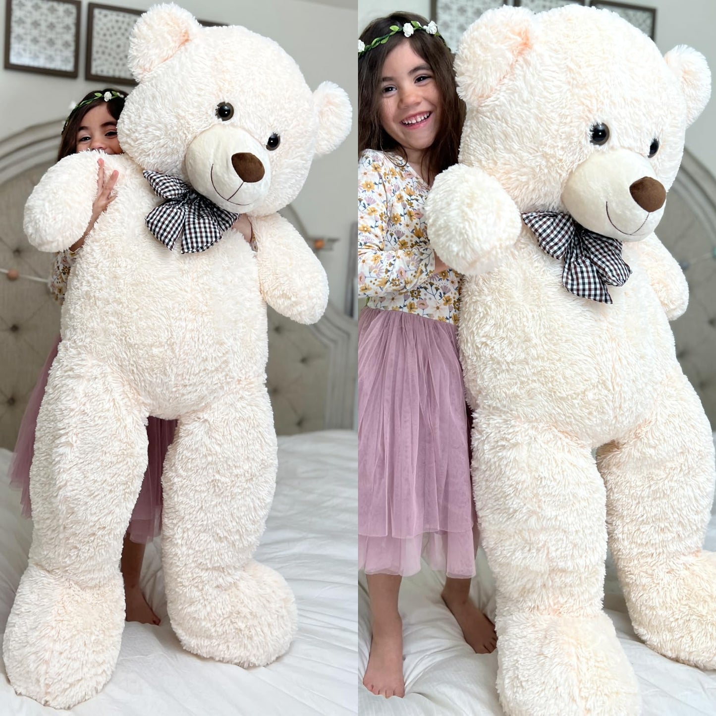 51 inch Big Teddy Bear Cute Giant Stuffed Animals Soft Plush Toy for Girlfriend Kids for Birthday Christmas Valentine's Day