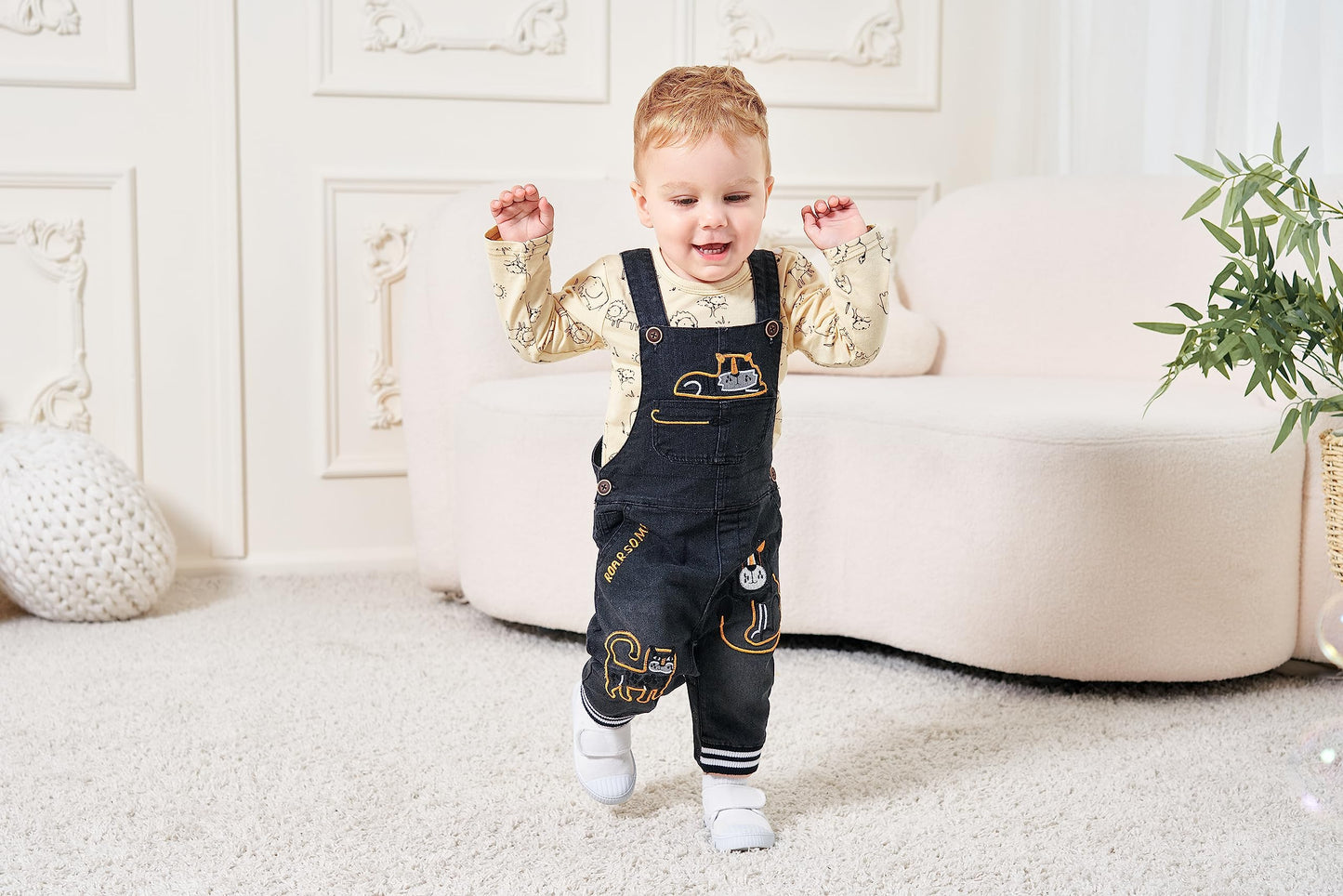 Baby Boy Clothes Set Infant Boy's Long Sleeve Romper+Dinosaur Denim Overalls Toddler Boys Fall Winter Outfits Suit
