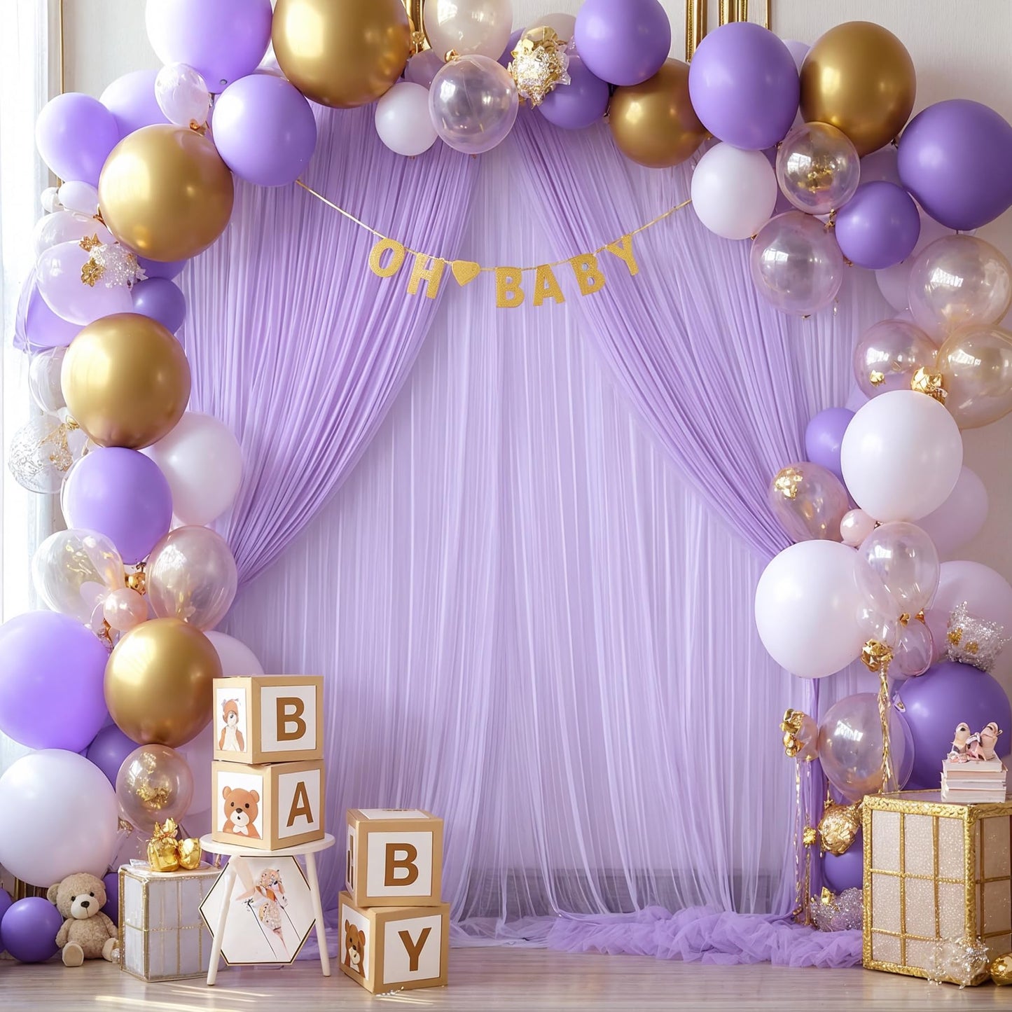 Champagne Tulle Backdrop Curtain for Parties Wedding 10ft×8ft Champagne Sheer Backdrop Curtains for Baby Shower Bridal Shower Reception Birthday Party Christmas Photoshoot Decorations 2 Panels