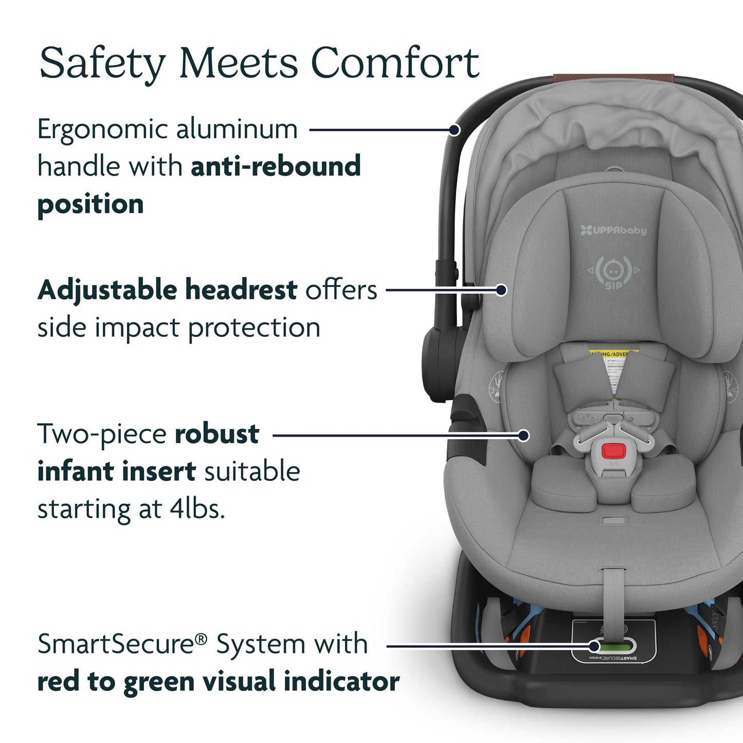 UPPAbaby Aria Lightweight Infant Car Seat/Just Under 6 lbs for Easy Portability/Base with Load Leg + Infant Insert Included/Direct Stroller Attachment/Declan (Oat Mélange/Chestnut Leather)
