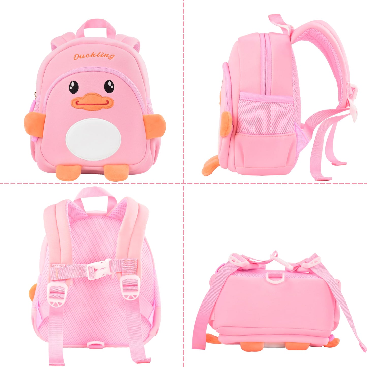 Toddler Backpacks for Boys Girls 2-4 Cute 3D Kids Duck Schoolbag with Baby Leash for Small Preschool Kindergarten Bookbag Cartoon Mini Travel Bags 10inch (Yellow)