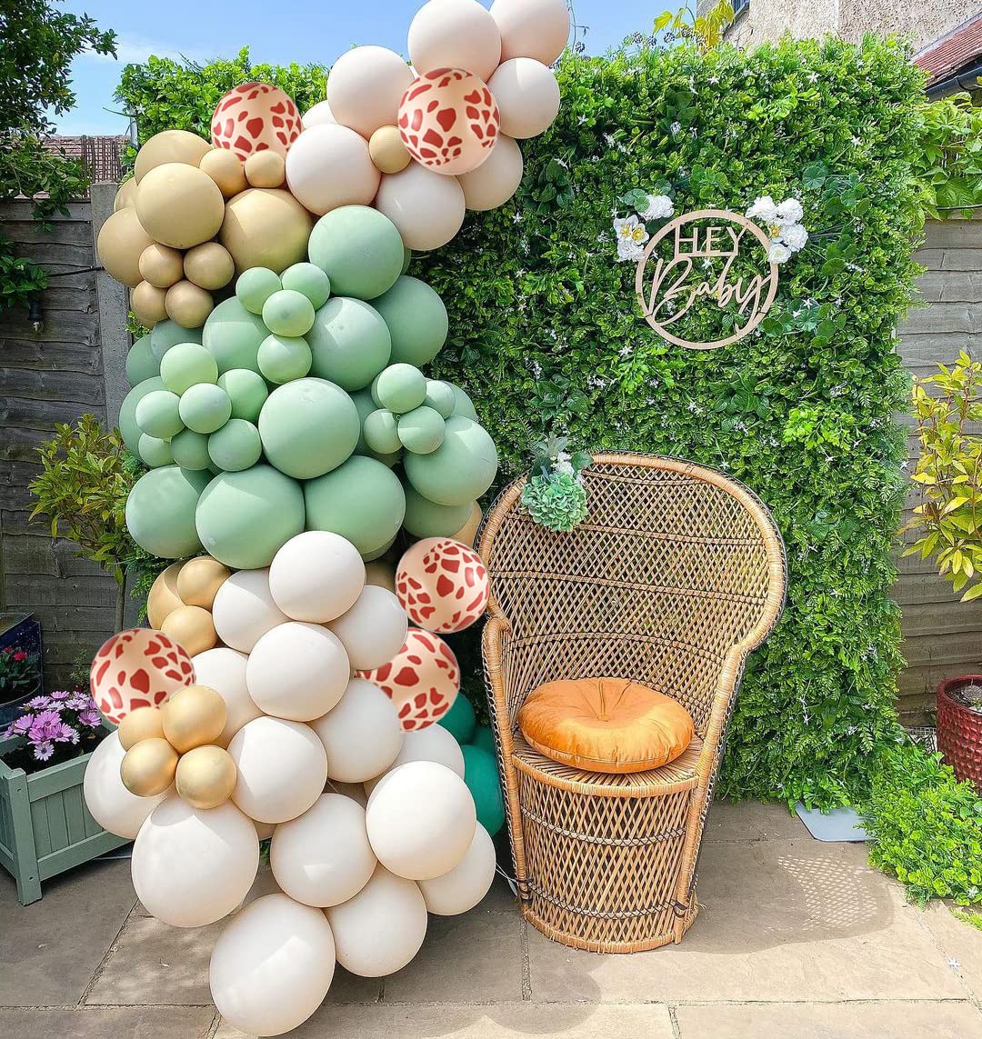 Sage Green Gold White Party Balloons, 50Pcs Sage Green and Gold Confetti Party Balloons For Birthday Baby Shower Engagement Wedding Anniversary Party Decorations