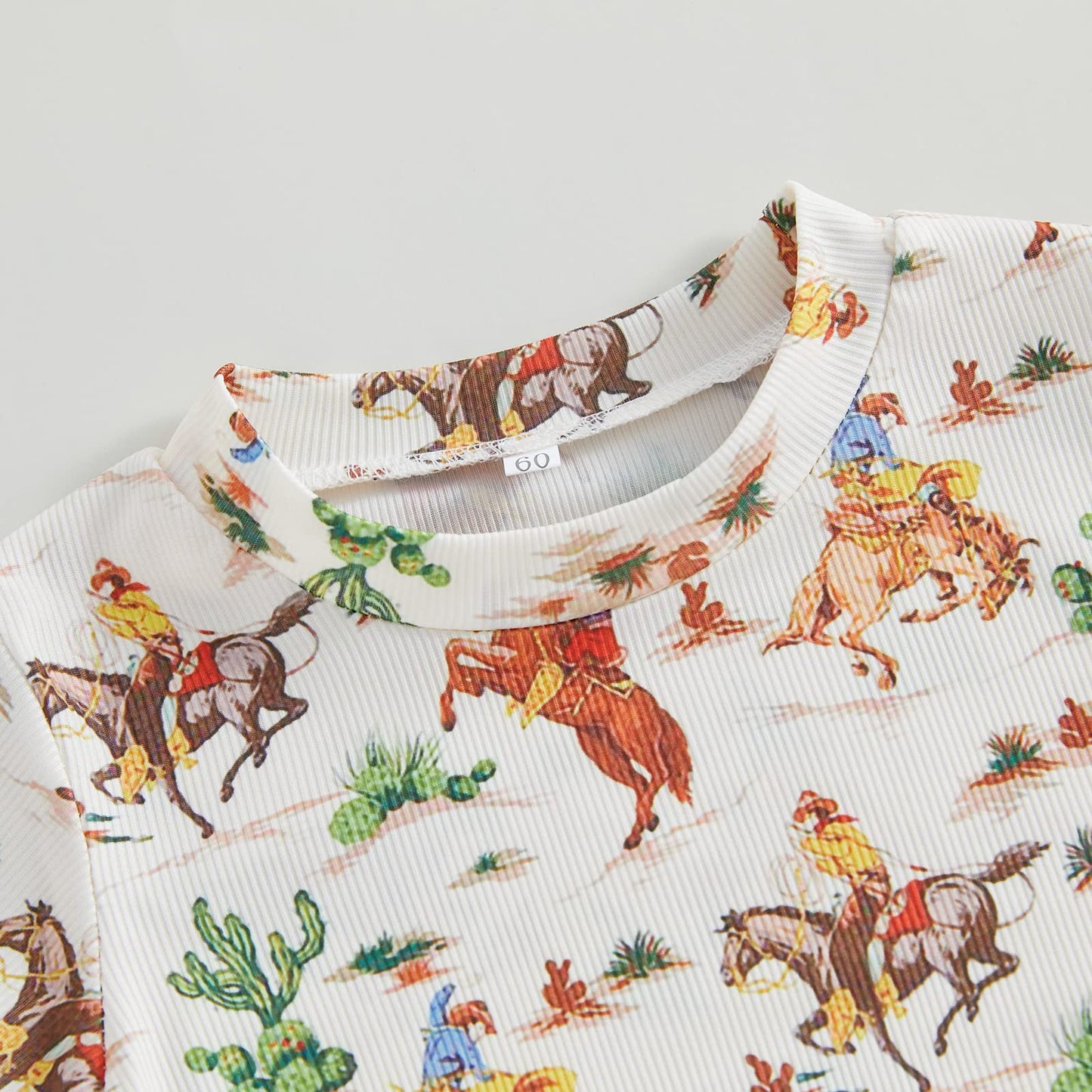 Gueuusu Country Baby Clothes Boy Girl Western Cow Print Short Sleeve Romper Bodysuit Ribbed One Piece Jumpsuit Summer Outfit