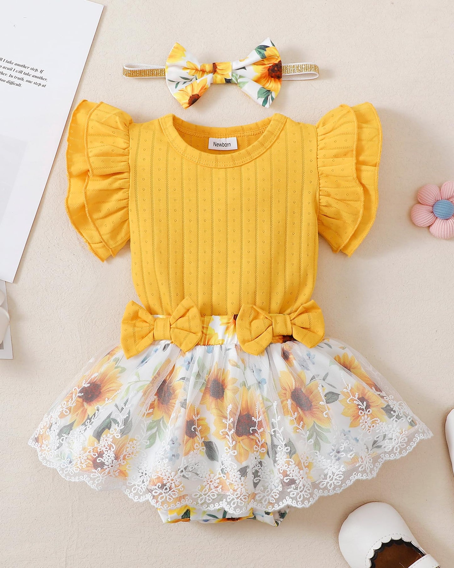 Mioglrie Preemie Clothes Girl Newborn Girl Outfits Infant Baby Girl Clothes Summer Romper Dress Shorts Set