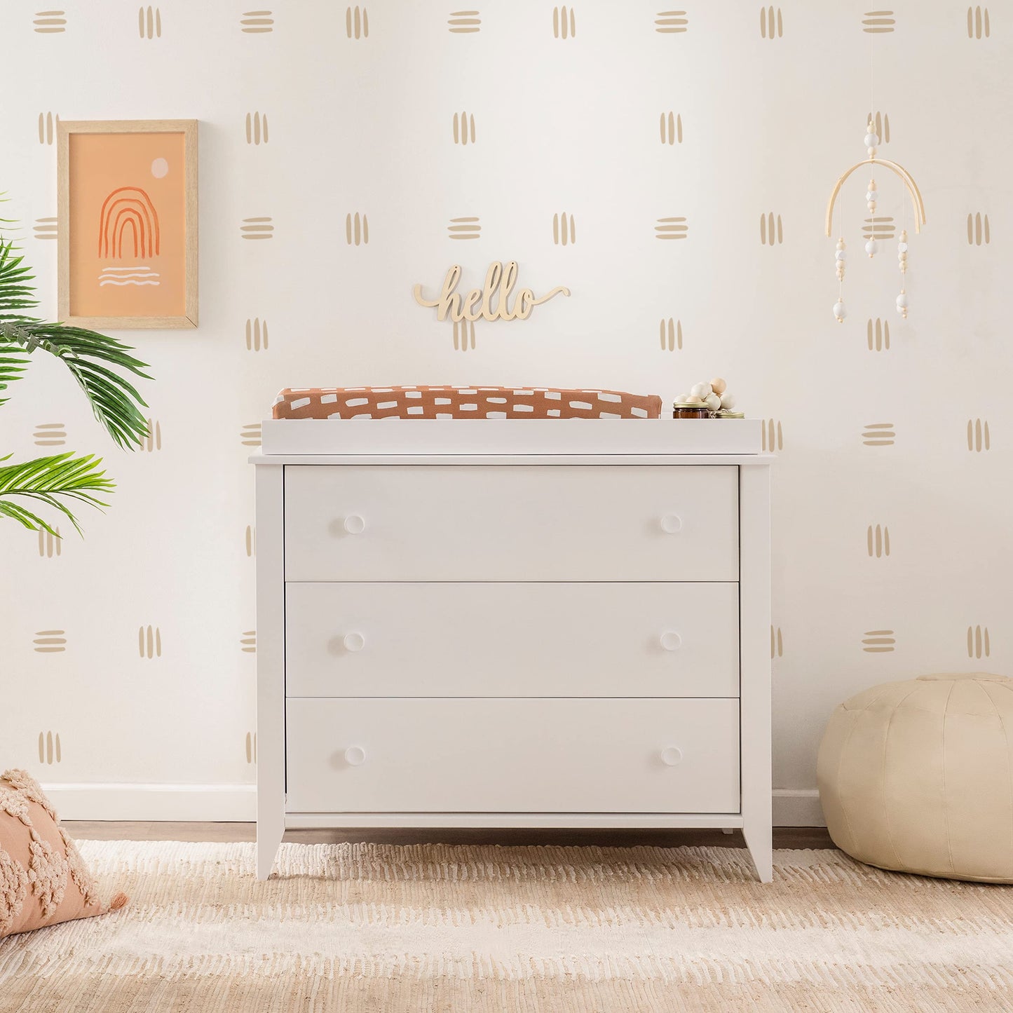 Babyletto Sprout 3-Drawer Changer Dresser with Removable Changing Tray in Washed Natural and White, Greenguard Gold Certified