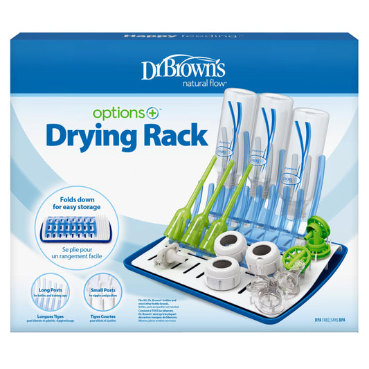 Dr. Brown's Folding Baby Bottle Drying Rack for Easy Storage, Dry Nipples, Pacifiers and Other Baby Essentials, BPA-free