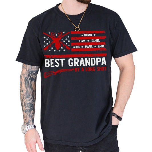 Personalized Fathers Day Shirts for Dad, Grandpa Shirt with Grandkids Names, Gifts for Dad Hunting Fishing