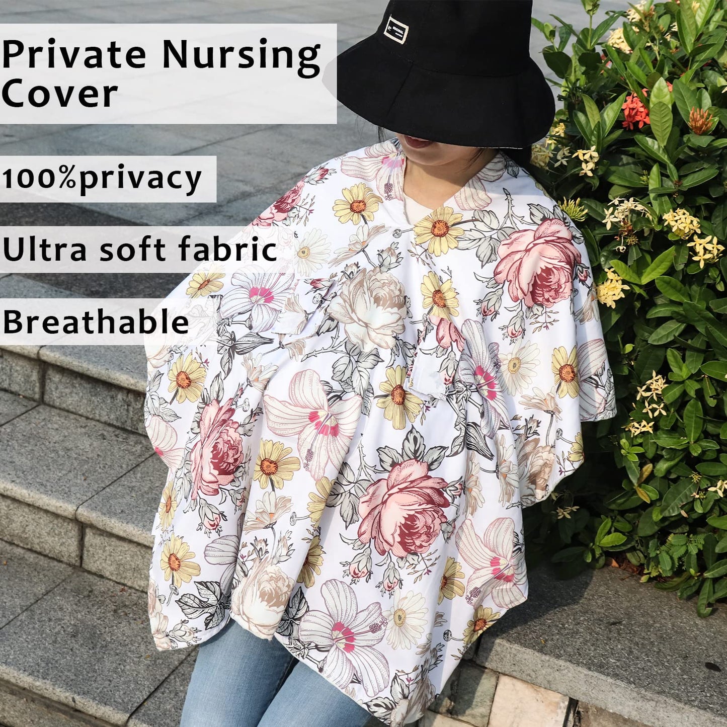 Car Seat Cover Baby, Infant Car Seat Canopy Covers for Newborn Girls Boys, Soft Breathable Mink Carseat Covers Stretchy Multi-Use Nursing Cover for Stroller Baby Car Seat, Purple Flroal