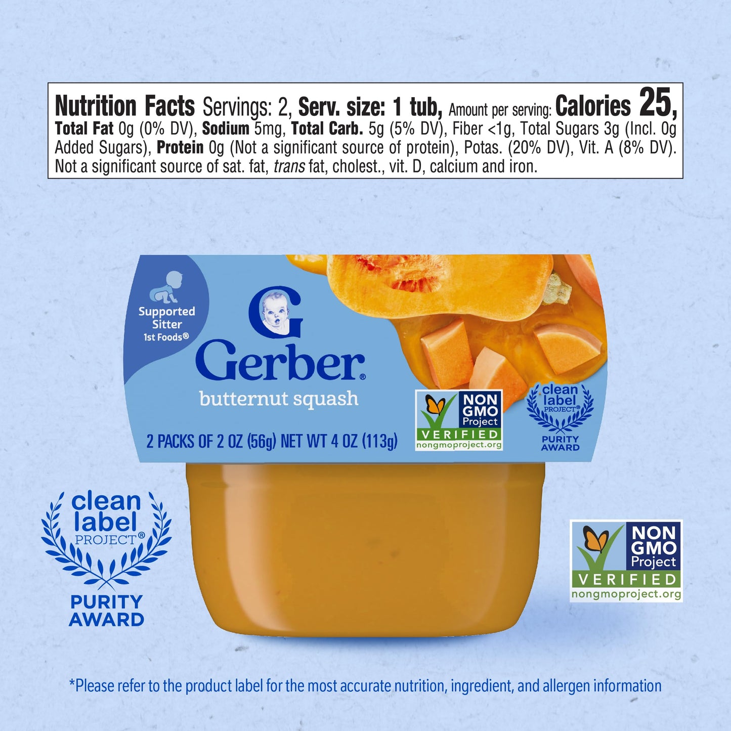 Gerber 1st Foods Baby Food, Prune Puree, Natural & Non-GMO, 2 Ounce Tubs, 2-Pack (Pack of 8)