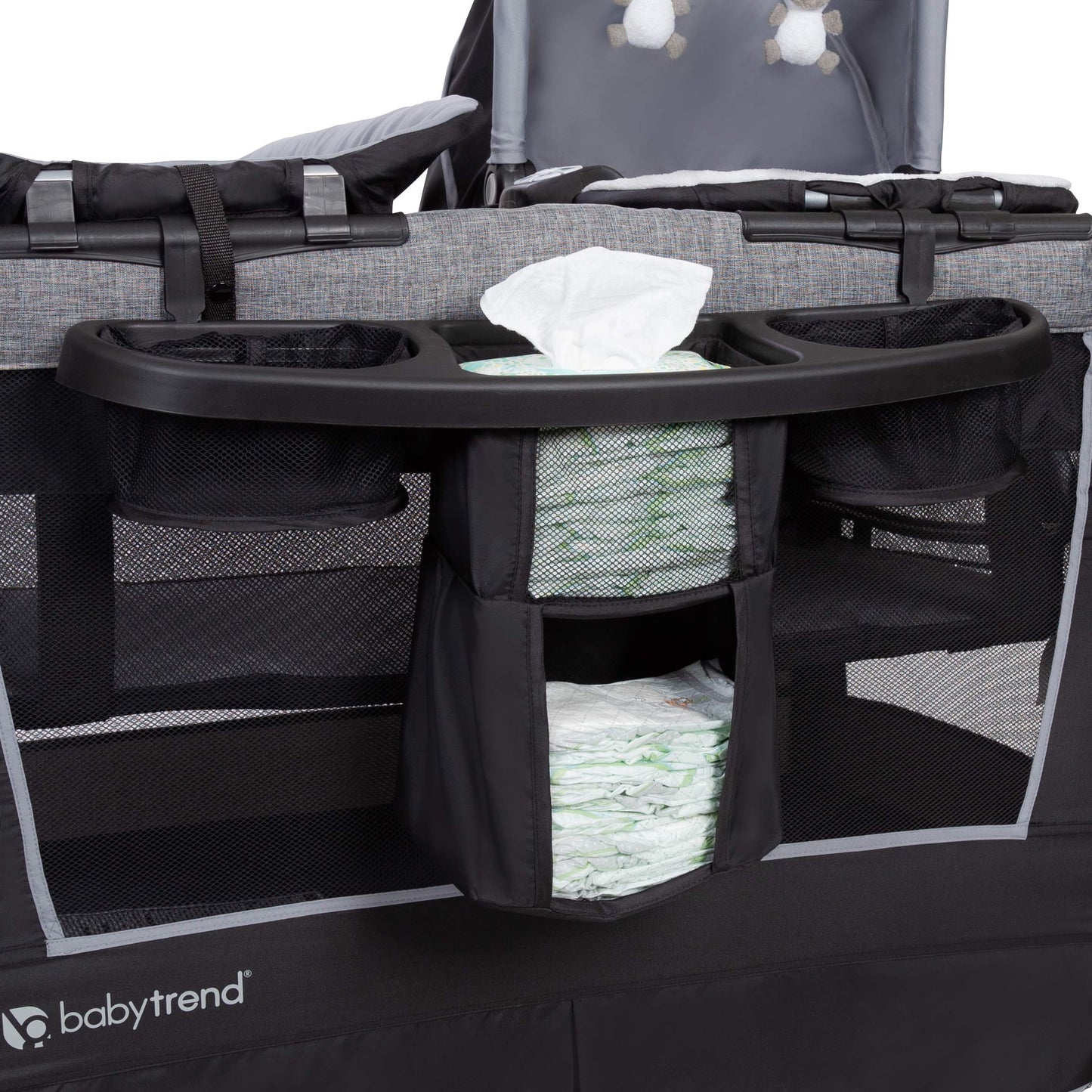 Baby Trend Lil’ Snooze™ Deluxe III Nursery Center® Playard for Twins, Cozy Grey