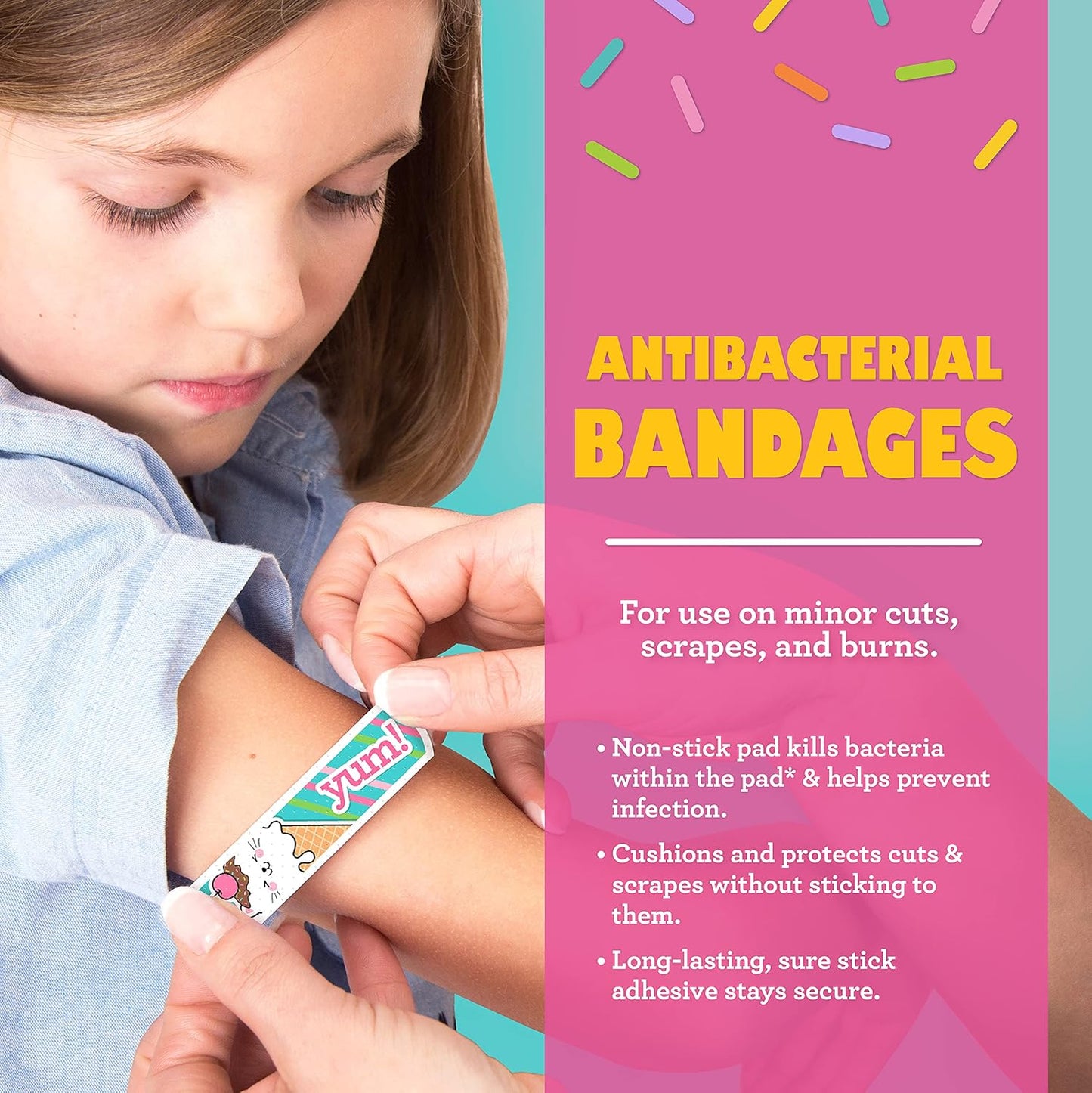 Yummy Animal Kids Bandages, 100 ct Super Cute Designs | Wear Like Stickers, Adhesive Bandages for Minor Cuts, Scrapes, Burns. Easter Basket Stuffers for Kids & Toddlers