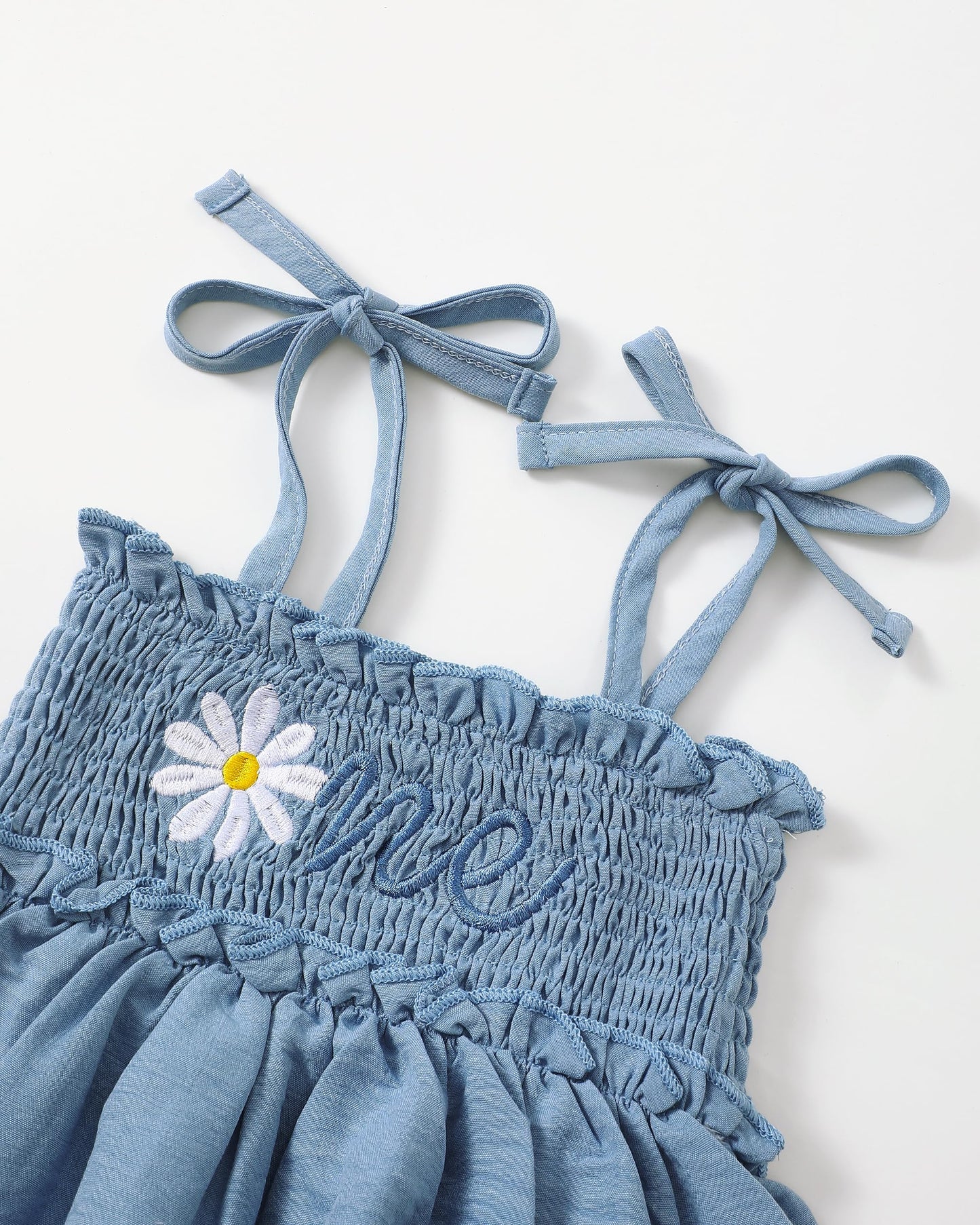 Renotemy Baby Girl Tulle Dress Sleeveless Romper Smocked Halter 1st Birthday Clothes Cake Smash Outfits with Flower Headband