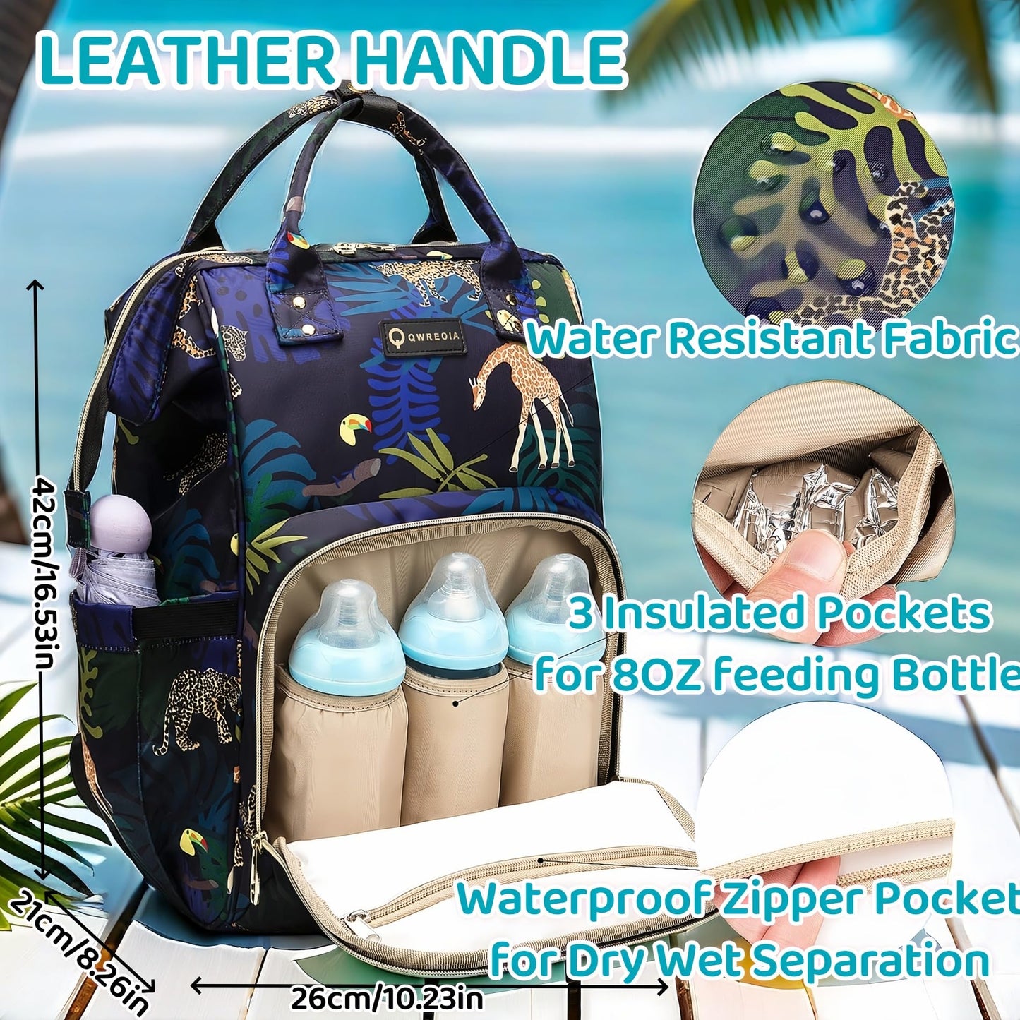 Diaper Bag Backpack for Dad and Mom with USB Charging Port Stroller Straps and Insulated Pocket,army military Travel Nappy Backpack for Daddy/Mommy (Black)