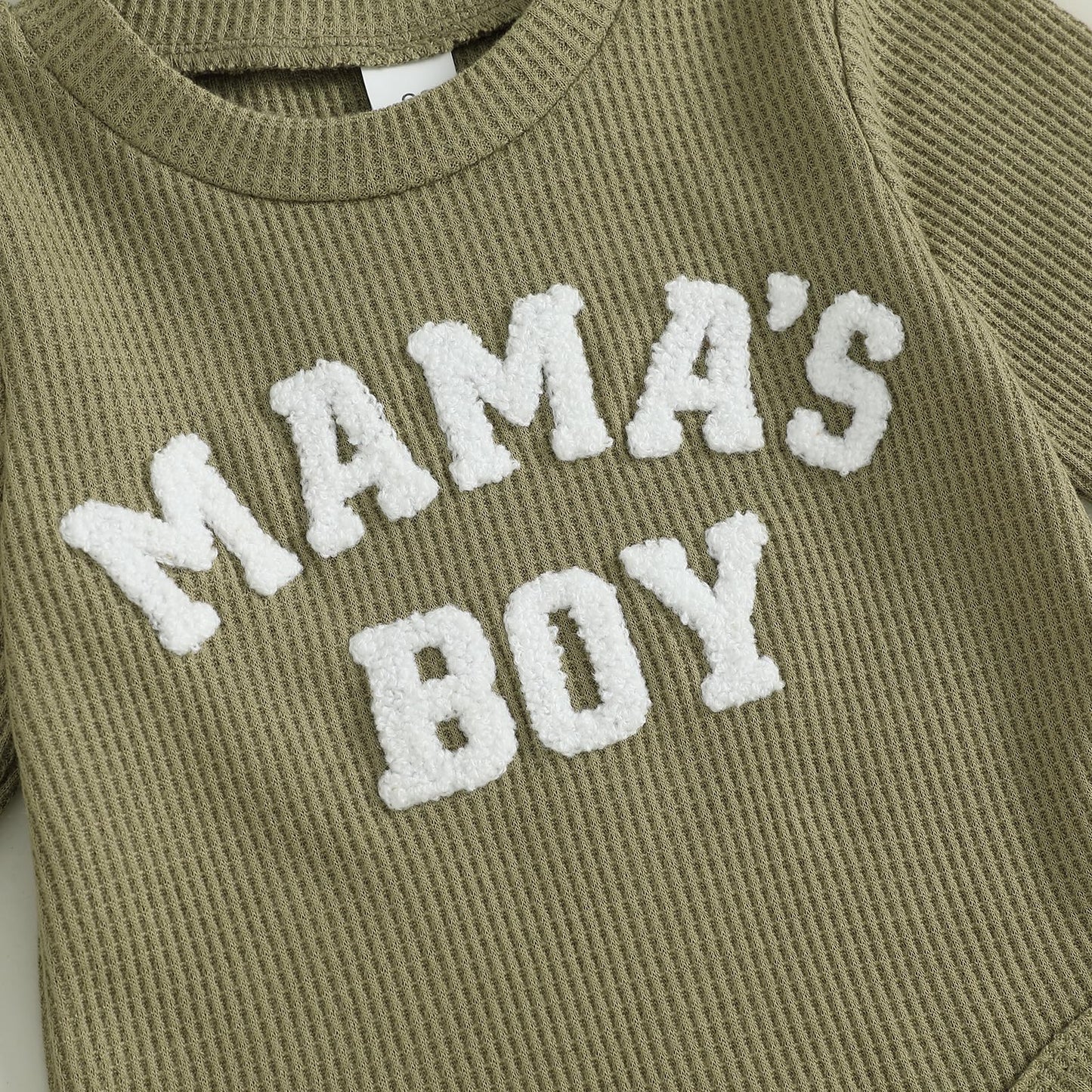 Douhoow Baby Boy Clothes Letters Embroidered Baby Sweatshirt Romper Waffle Pants Set Infant Boy Fall Winter Outfits