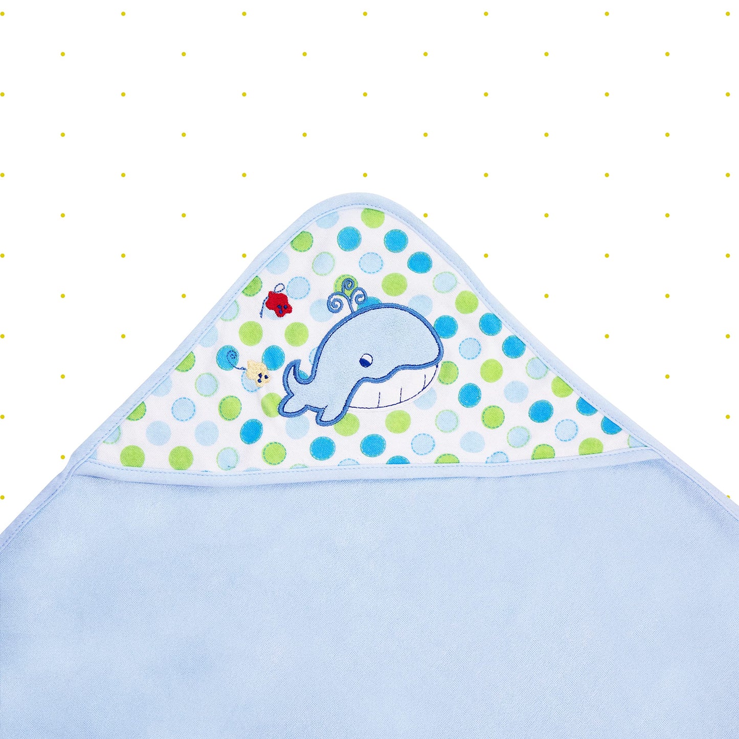 Spasilk Baby Bath Hooded Terry Towel with 3 Washcloths, Baby Bath Essentials, One Size, Blue Whale