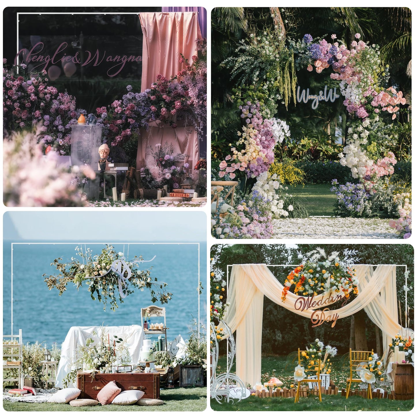 Wokceer Wedding Arch Backdrop Stand Square 6.6FTx6.6FT Gold Metal Balloon Arch Stand Garden Arbor Backdrop Frame for Wedding Birthday Party Baby Shower Photo Booth Background Decoration