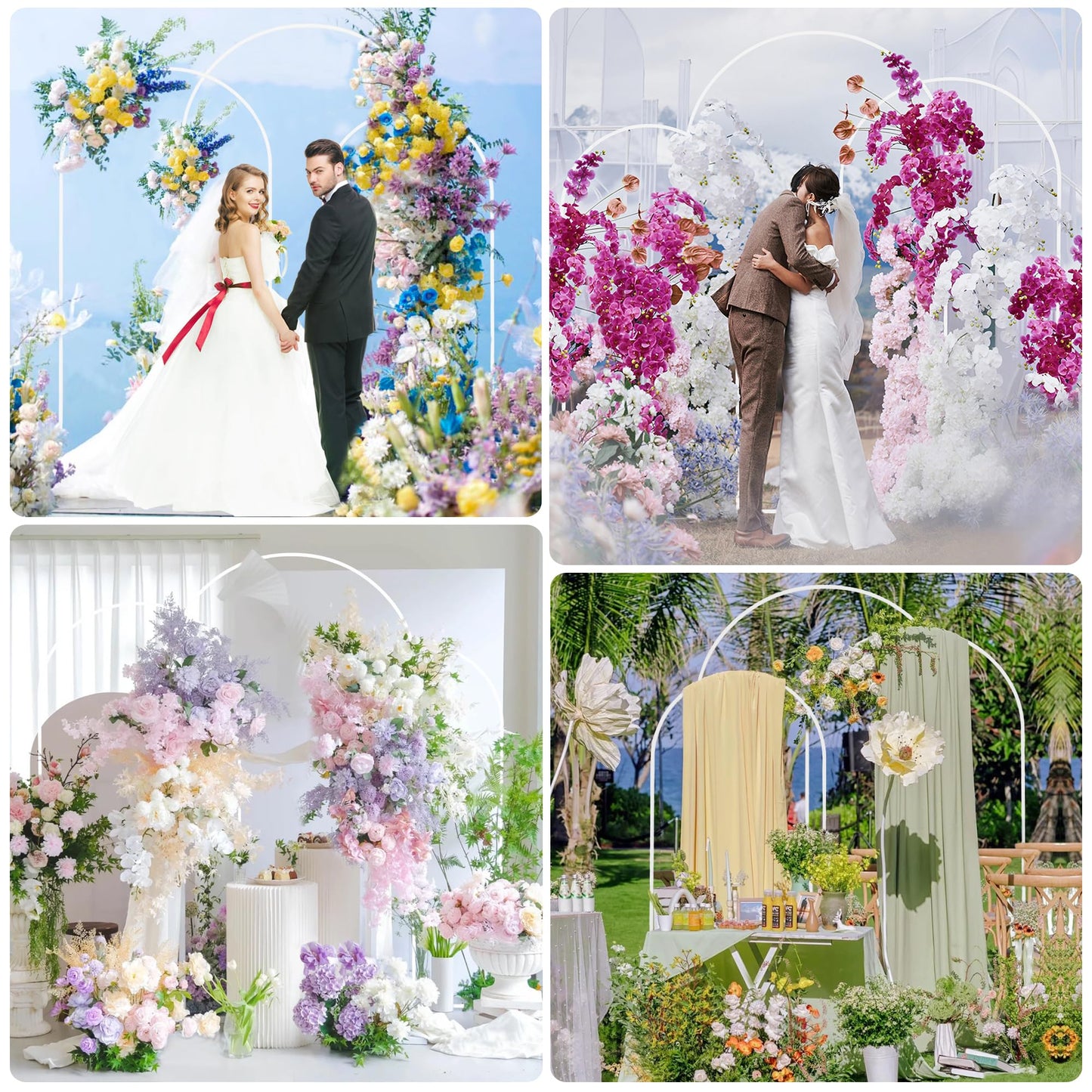 Wokceer Wedding Arch Backdrop Stand 6FT, 5FT, 4FT Set of 3 Gold Metal Arch Stand for Wedding Ceremony Baby Shower Birthday Party Decor