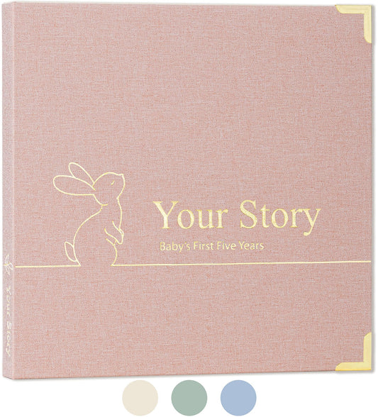 Baby Book Keepsake Boy or Girl Timeless Baby Memory Book First 5 Years for Baby Shower Gender Neutral Baby Scrapbook New Mom Gift Baby Journal from Birth to Age 5 Milestone Book Sage Green