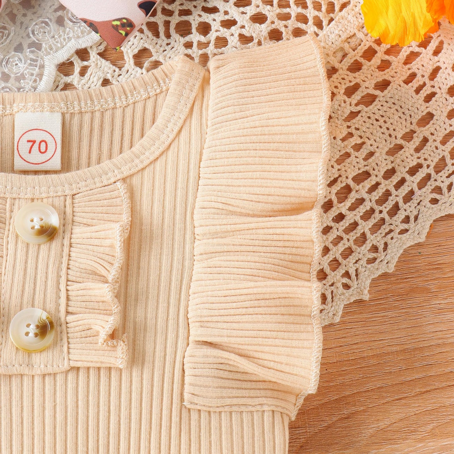 Newborn Baby Girl Clothes Outfits Ruffle Romper and Short Pant Sets with Headband Infant Bodysuits