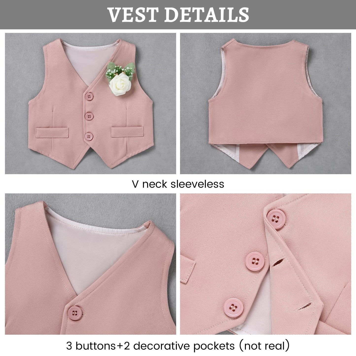 SANMIO Baby Boy Clothes Suits Infant Gentleman Outfit Collared Dress Shirt+Vest+Tie+Corsage+Pants 5Pcs Baby Suit Sets