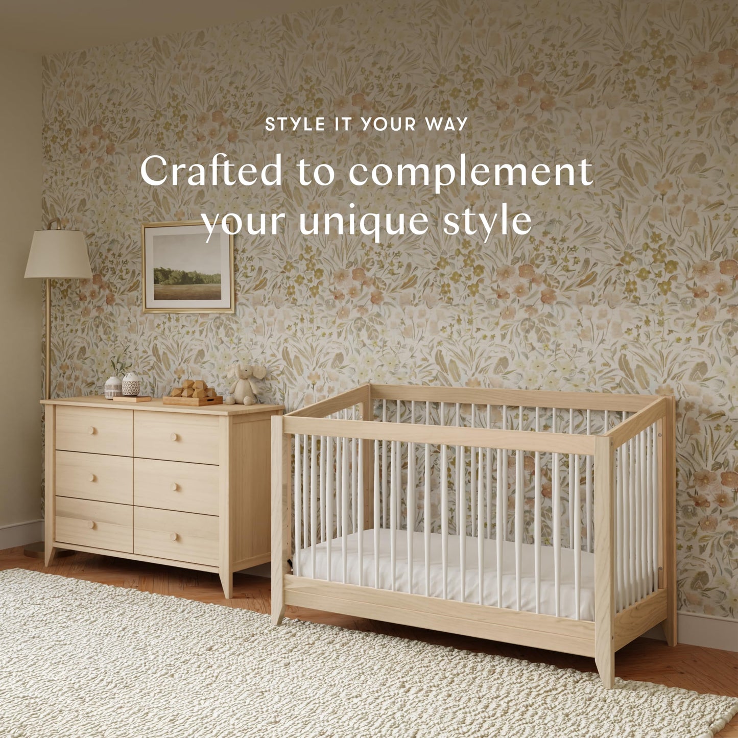 Babyletto Sprout 3-Drawer Changer Dresser with Removable Changing Tray in Washed Natural and White, Greenguard Gold Certified