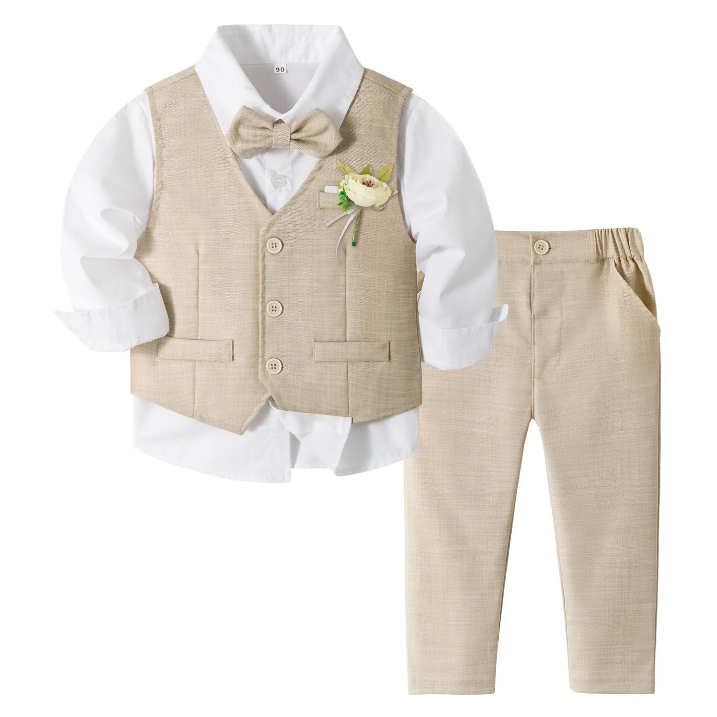 Volunboy Baby Boys Formal Wedding Ring Bearer Outfits Toddler Gentleman Bowtie Vest Guest Suits Dress Shirt Pants Set