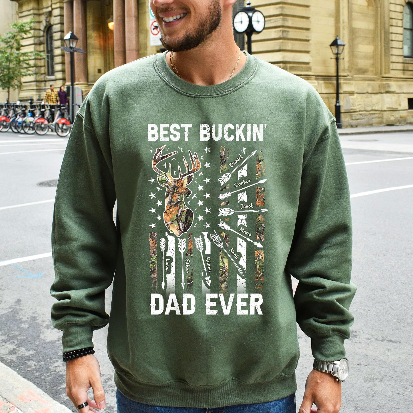 Personalized Fathers Day Shirts for Dad, Grandpa Shirt with Grandkids Names, Gifts for Dad Hunting Fishing